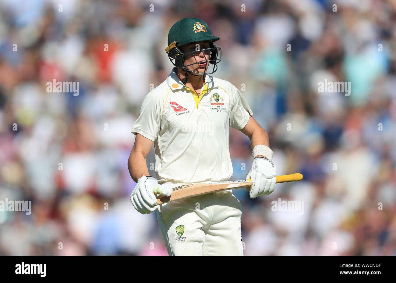 Australia's Marnus Labuschagne walks off after being dismissed during day four of the fifth test match at The Kia Oval, London. Stock Photo