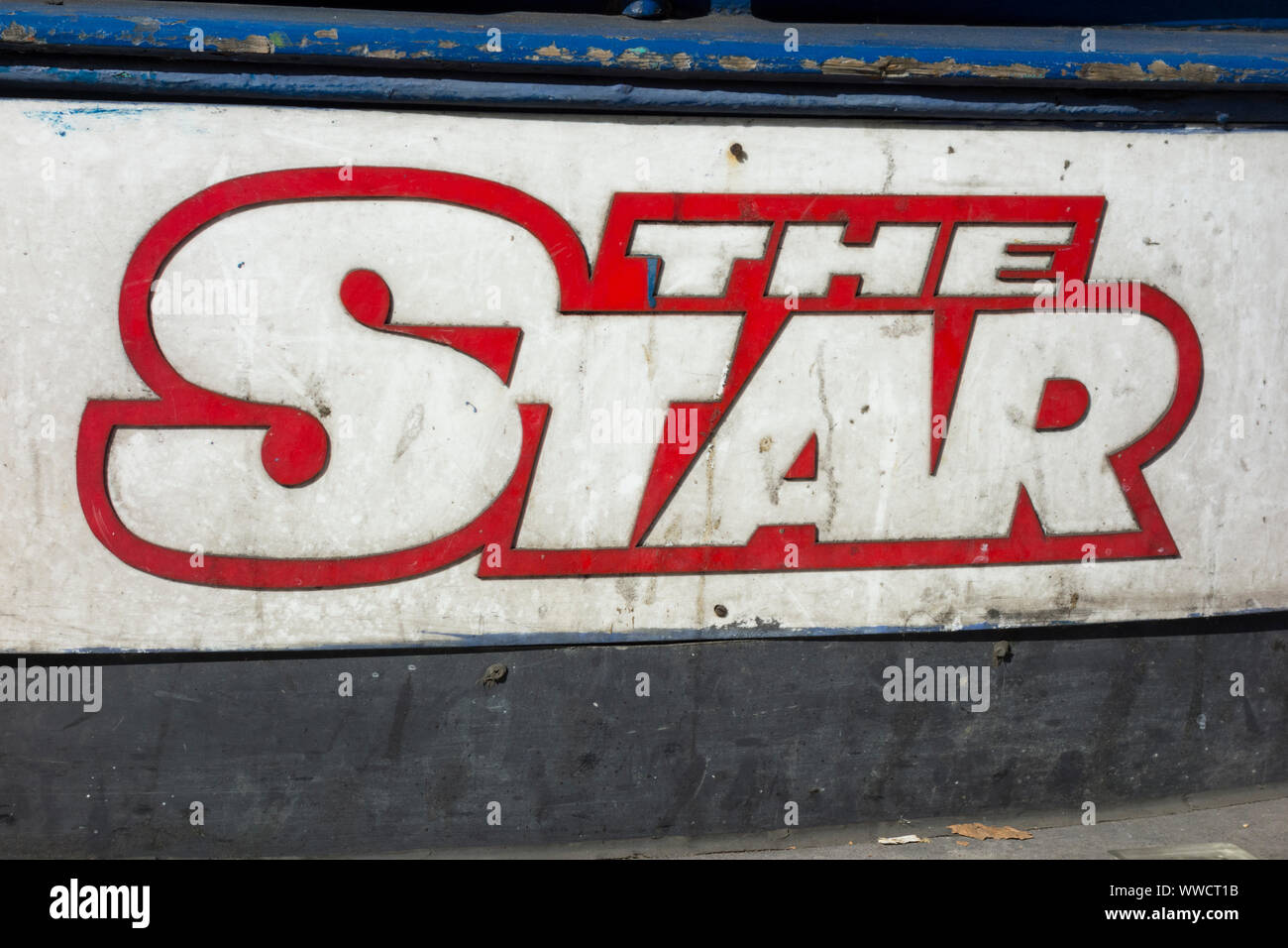 An advertisement on the exterior of a newsagent for the Star tabloid newspaper Stock Photo