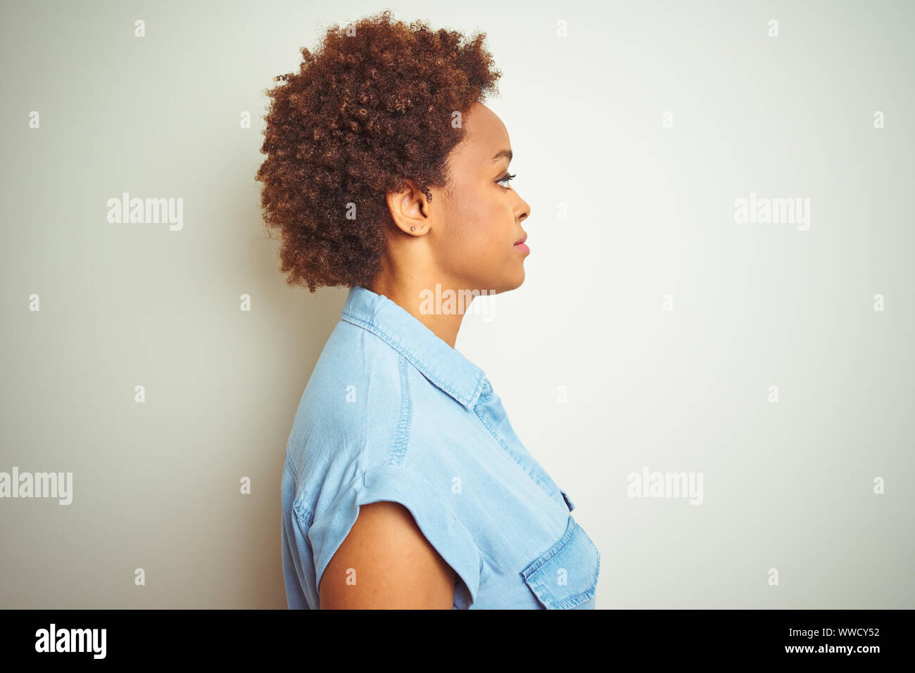 Young Beautiful African American Woman With Afro Hair Over
