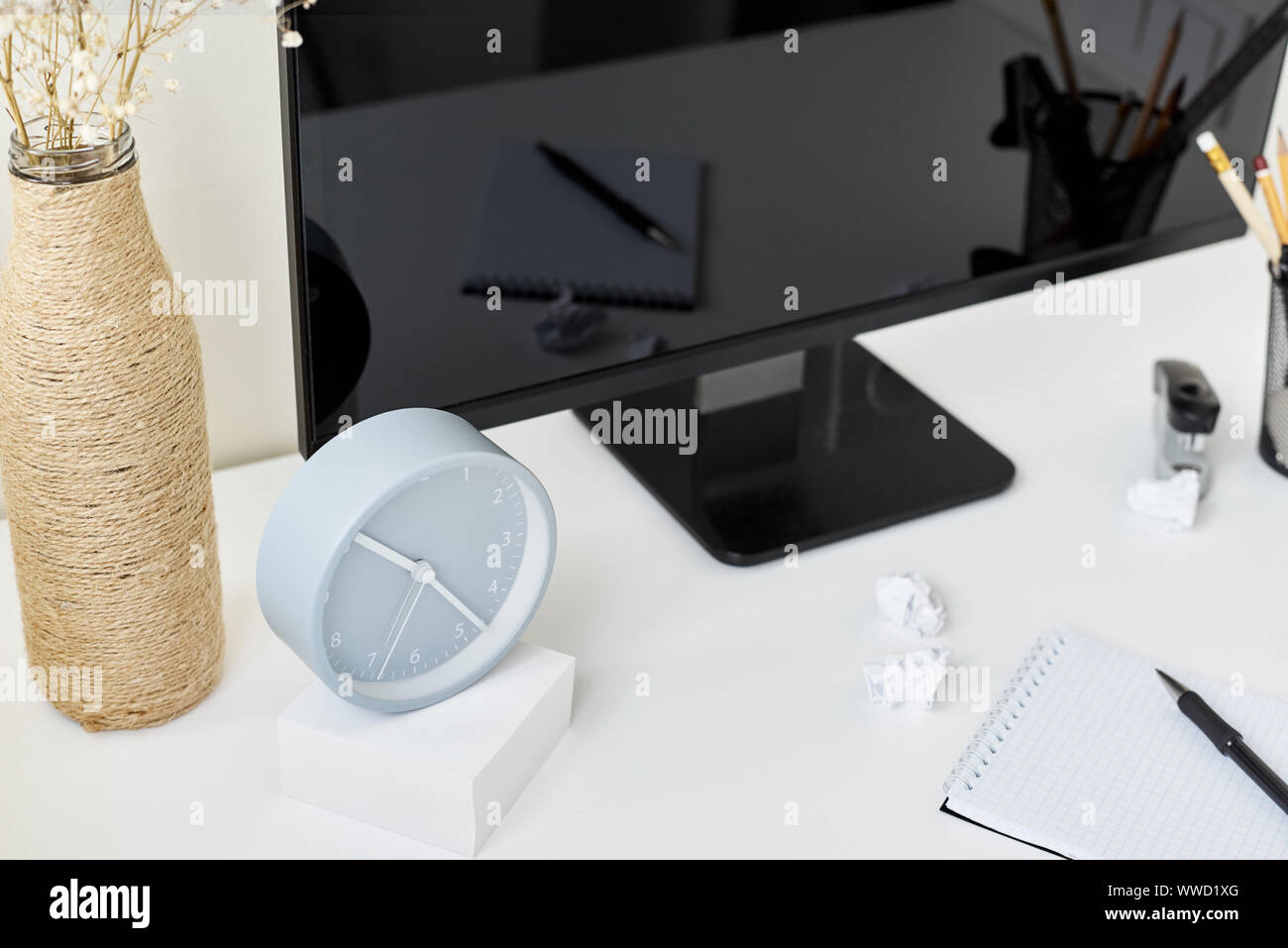 Modern Workspace Background Front View Mockup Workplace With