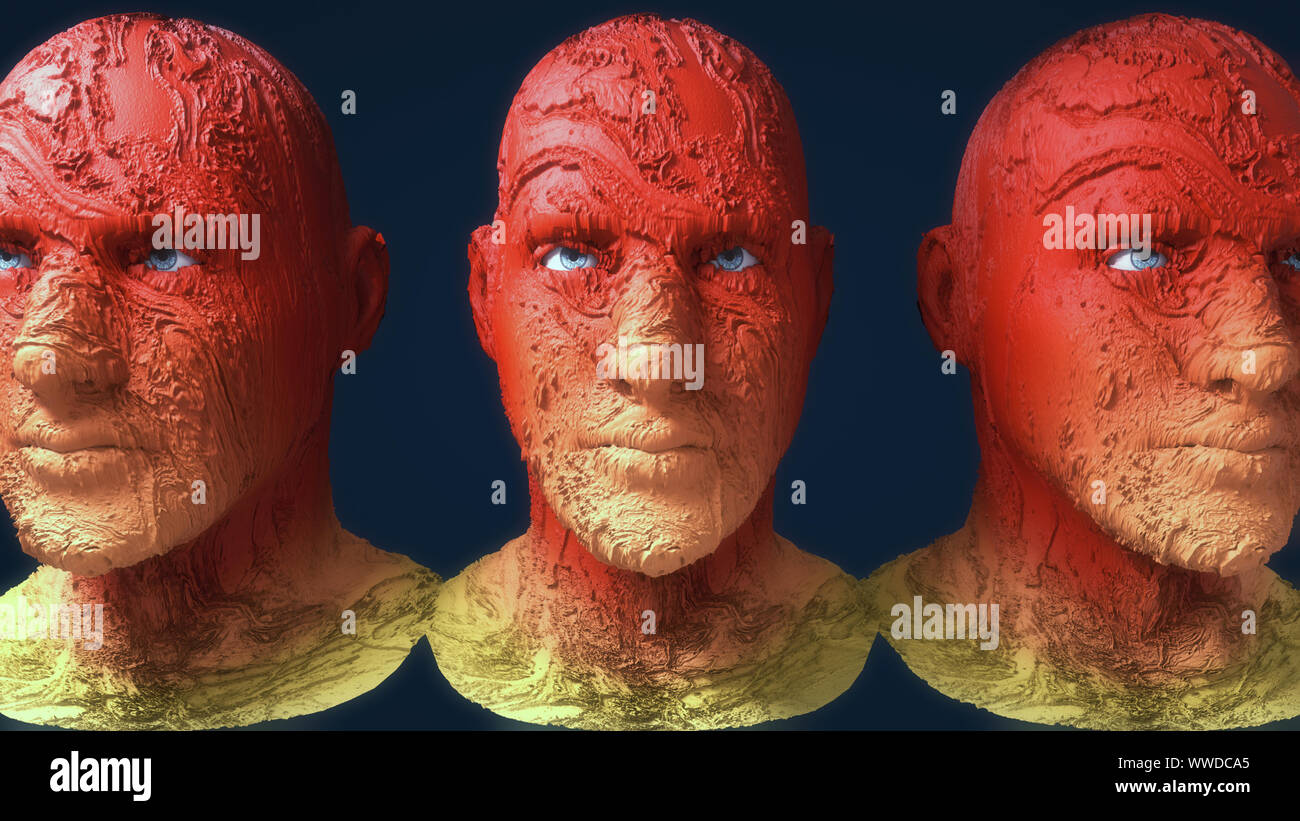 3D render. Cloning humanoid figures Stock Photo