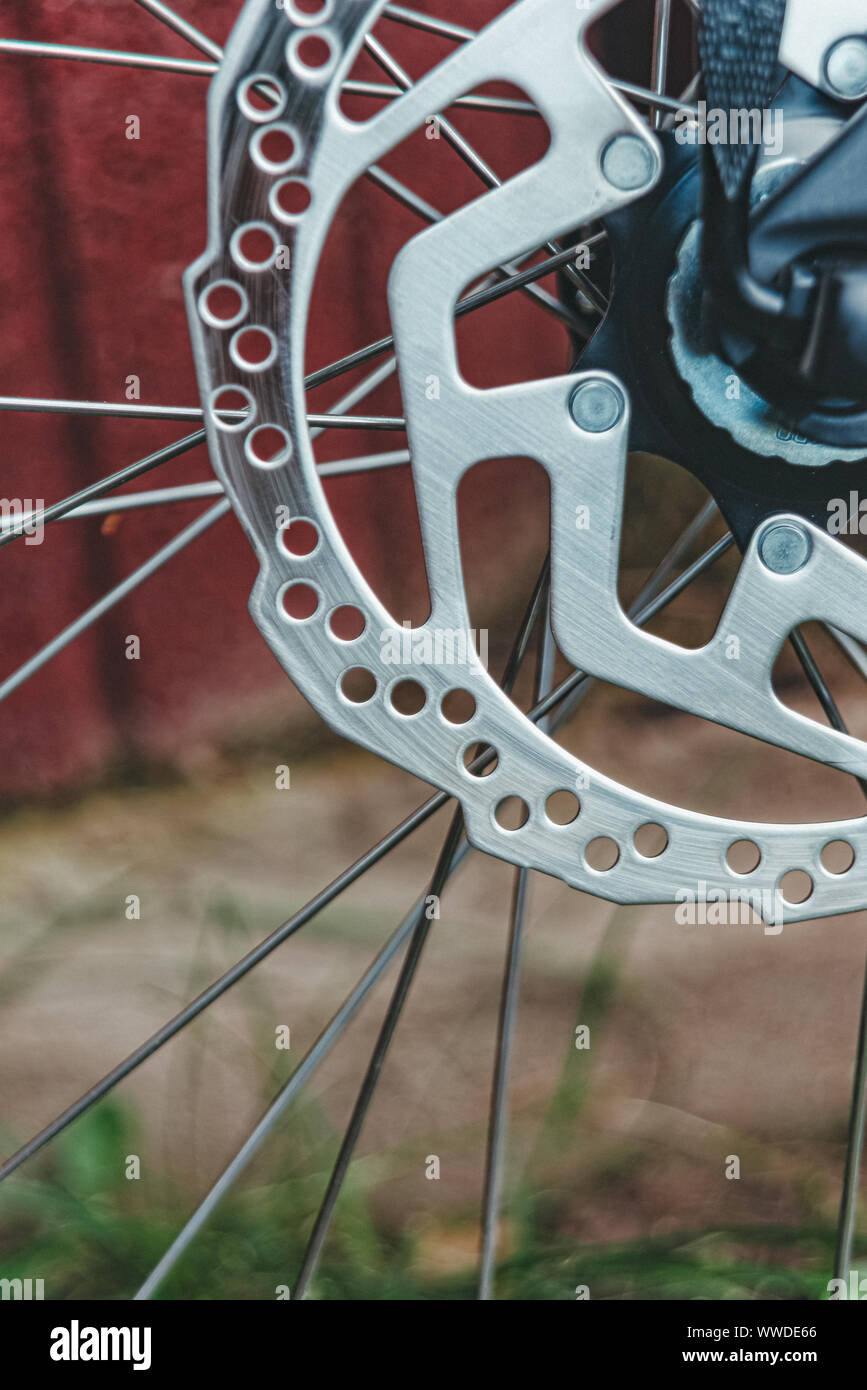 Disc brake on a bicycle Stock Photo Alamy