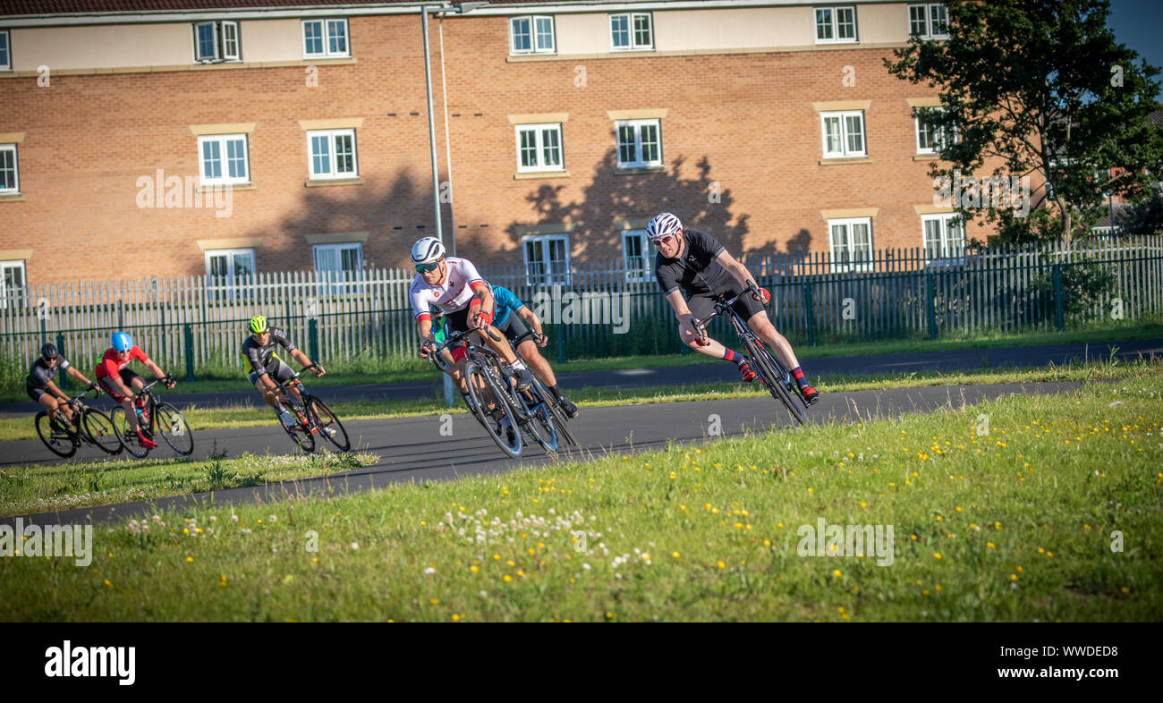 Cycle racing at Carlise Campus Sports Harraby. Stock Photo