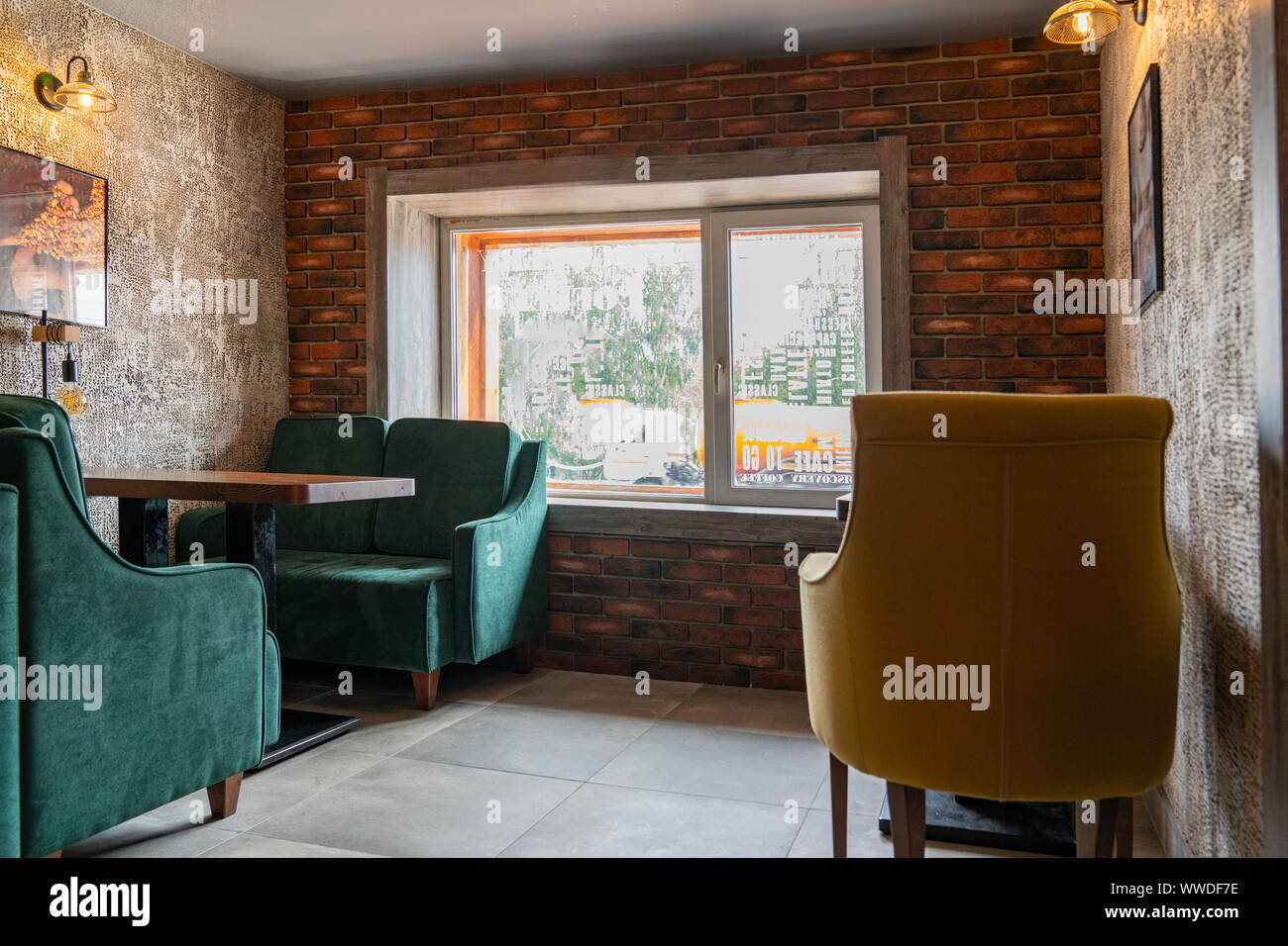 Krasnoyarsk August 20 2019 Coffee Shop Discovery Interior And Decoration Tables Chairs Lounge Areas In The Loft Style Bar Stock Photo Alamy