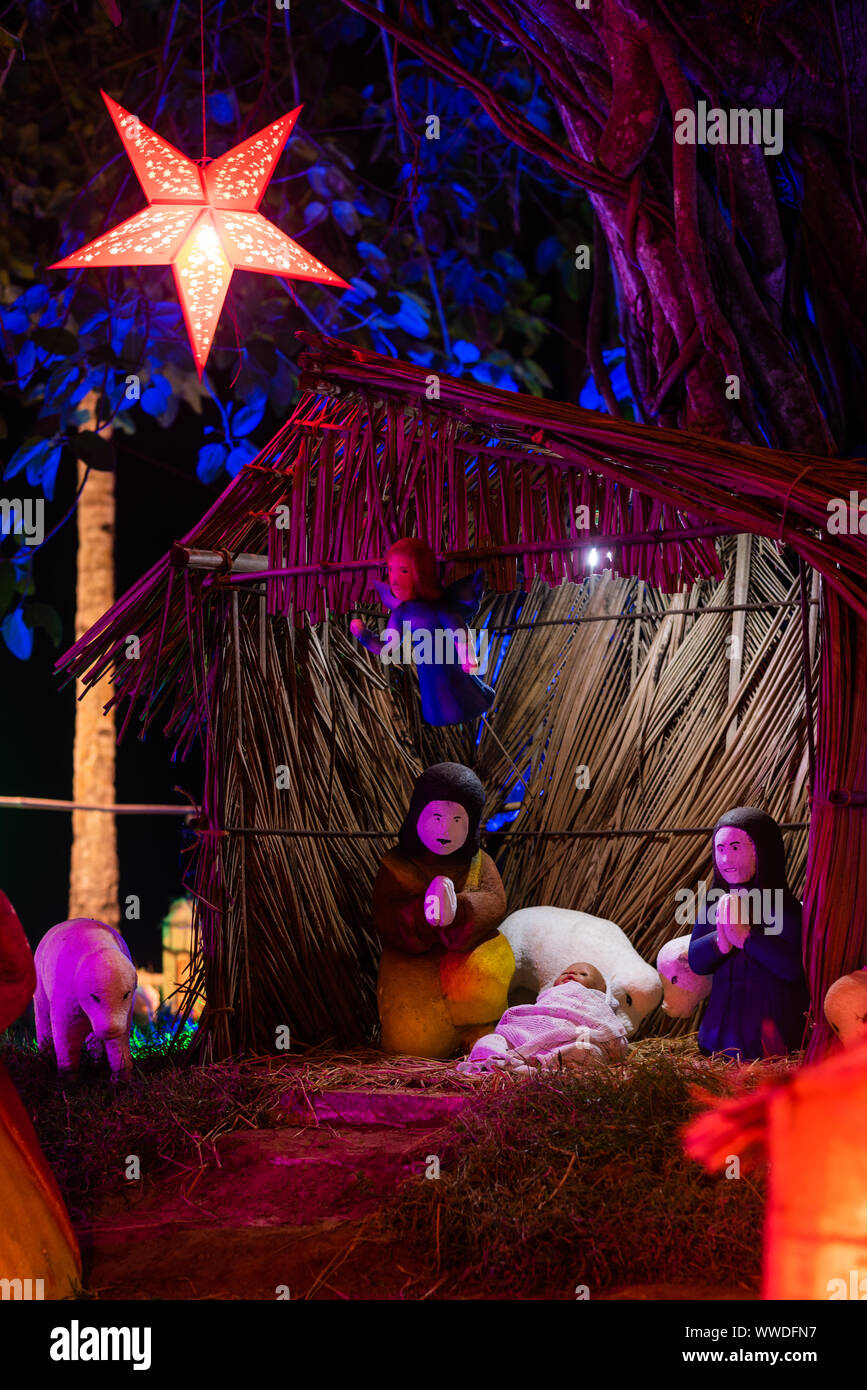 Rustic Christmas Cribs on display in Goa India Stock Photo Alamy
