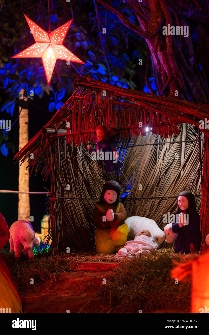 Rustic Christmas Cribs on display in Goa India Stock Photo Alamy