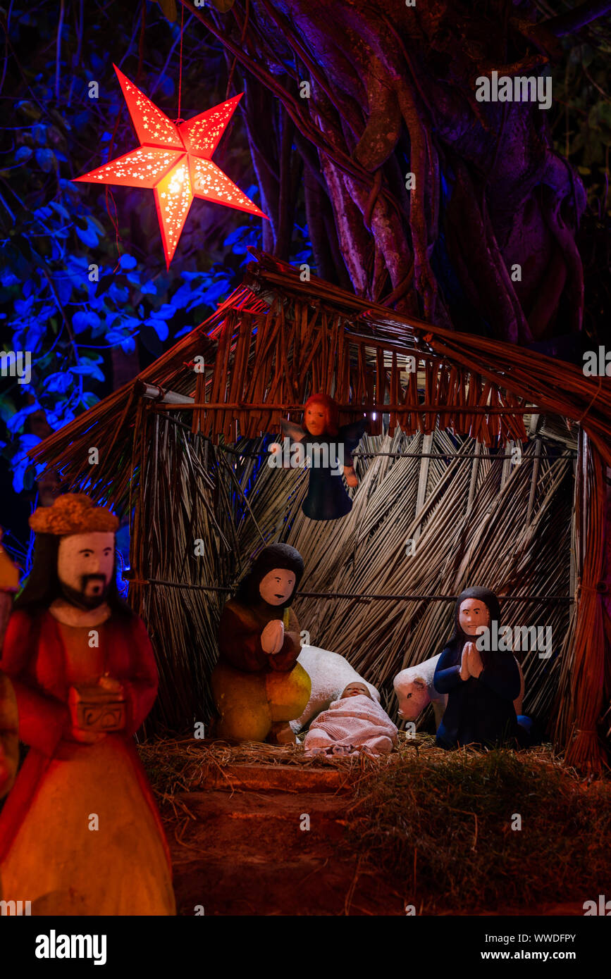 Rustic Christmas Cribs on display in Goa India Stock Photo Alamy