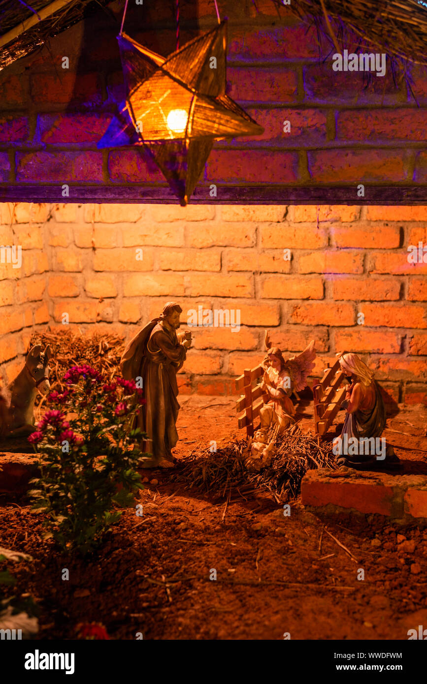Rustic Christmas Cribs on display in Goa India Stock Photo Alamy