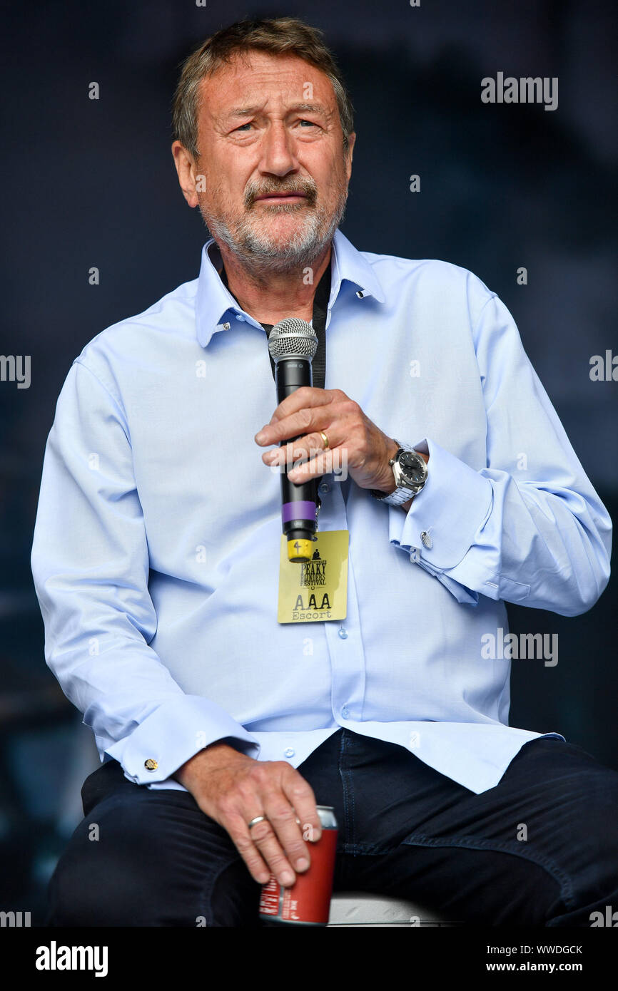 Creator Steven Knight talks during a Q&A session during the Peaky Blinders Festival, in Birmingham. Stock Photo