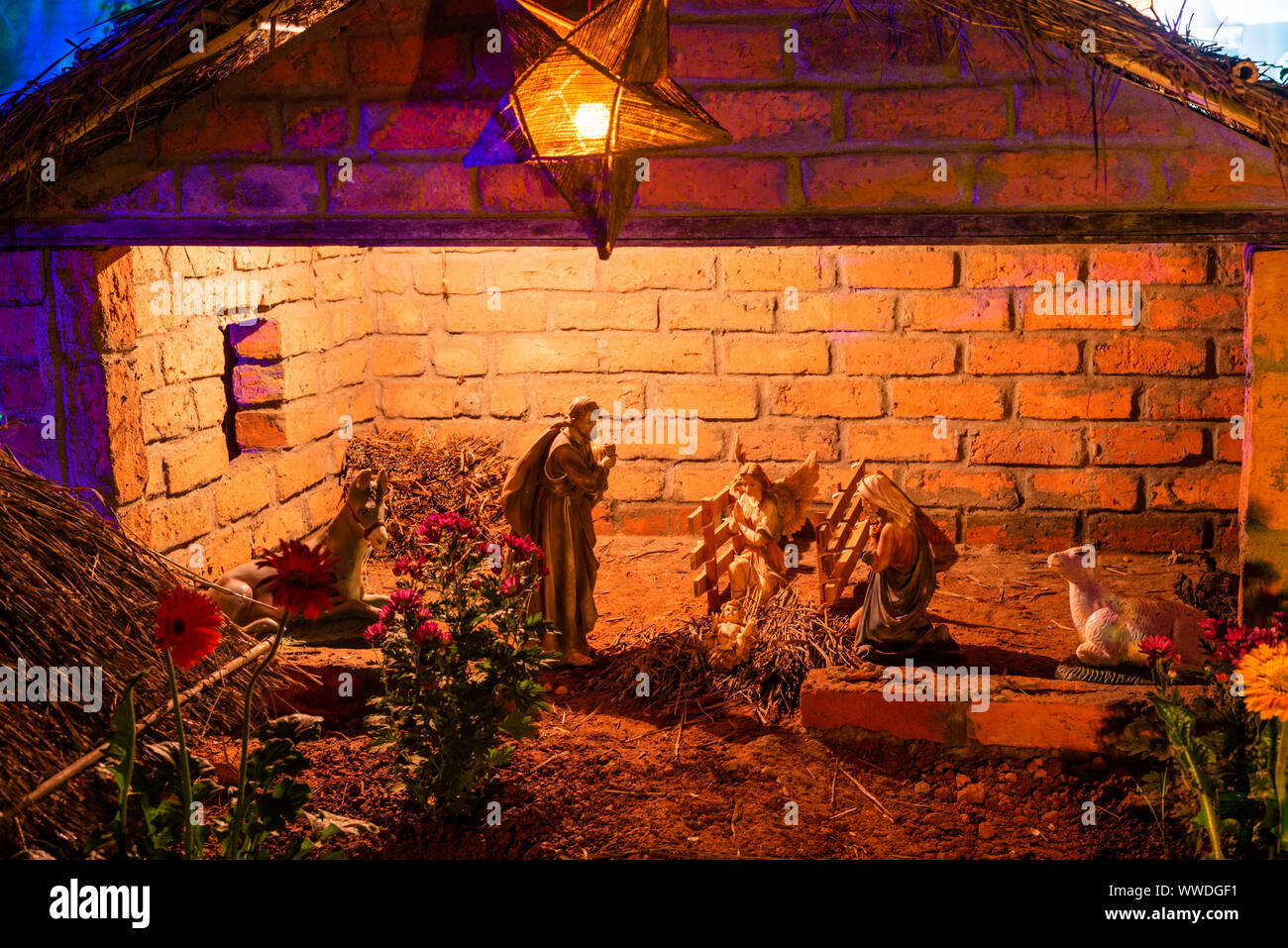 Rustic Christmas Cribs on display in Goa India Stock Photo Alamy