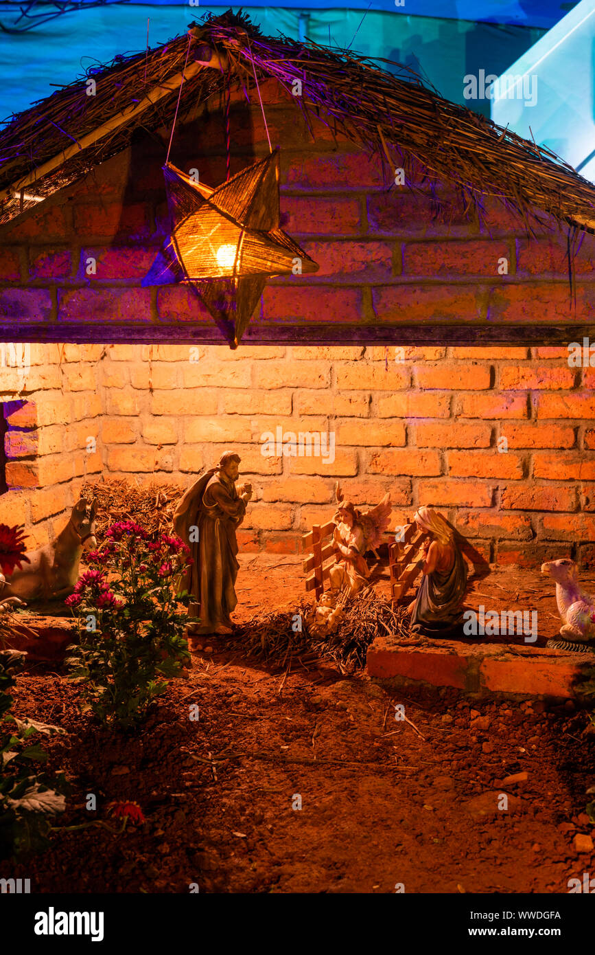 Rustic Christmas Cribs on display in Goa India Stock Photo Alamy