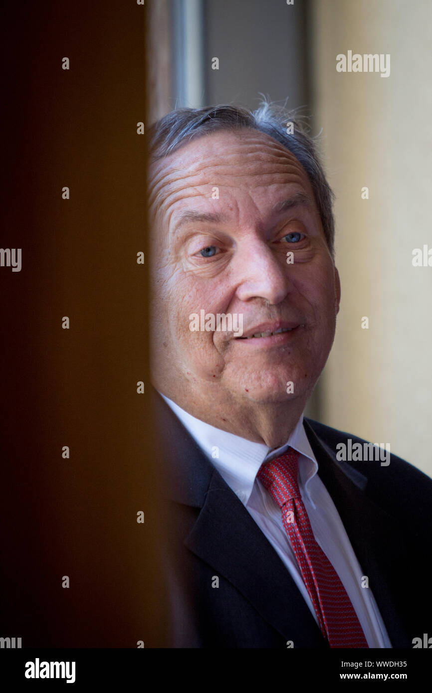 American economist Larry Summers speaks at a conference at the National Association of Business Economics, NABE. Stock Photo
