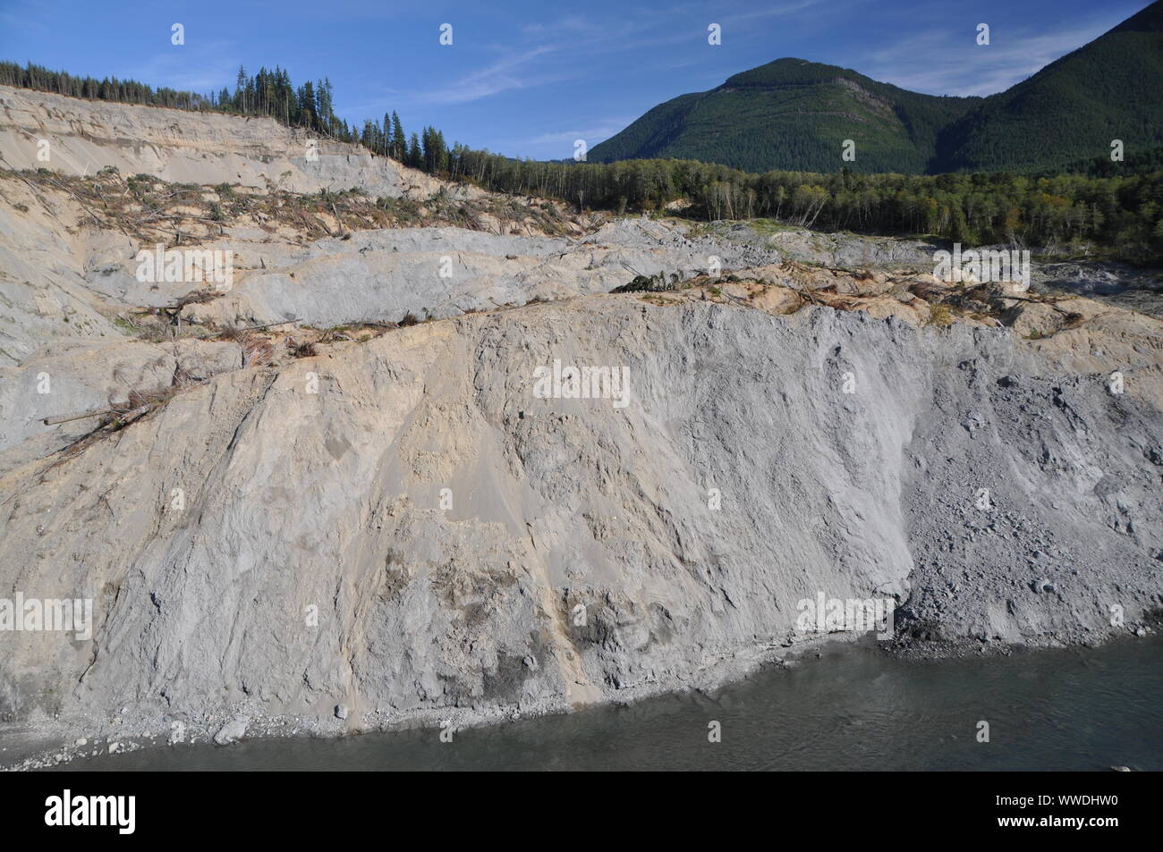 2014 Oso Landslide, Oso Landslide, North Fork Stillaguamish River Valley, Snohomish County, Washington, USA Stock Photo