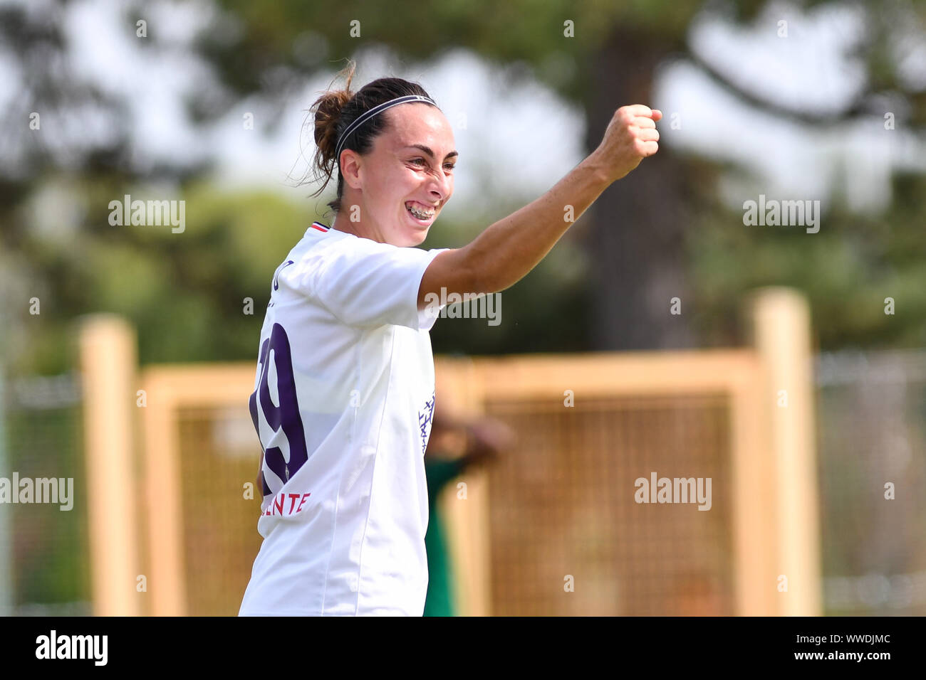 HAPPINESS OF PALOMA LAZARO (FIORENTINA WOMEN´S)  during Florentia S. Gimignano Vs Fiorentina Women , San Gimignano (SI), Italy, 15 Sep 2019, Soccer It Stock Photo