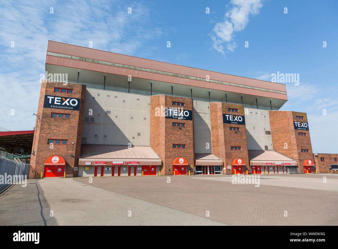 Exterior of the Richard Donald Stand at Pittodrie, the home of Aberdeen Football Club, Scotland, UK Stock Photo