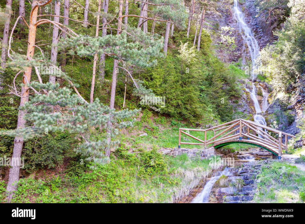 Sibiscal waterfall, Aisa Valley in La Jacetania, Huesca, Spain Stock Photo