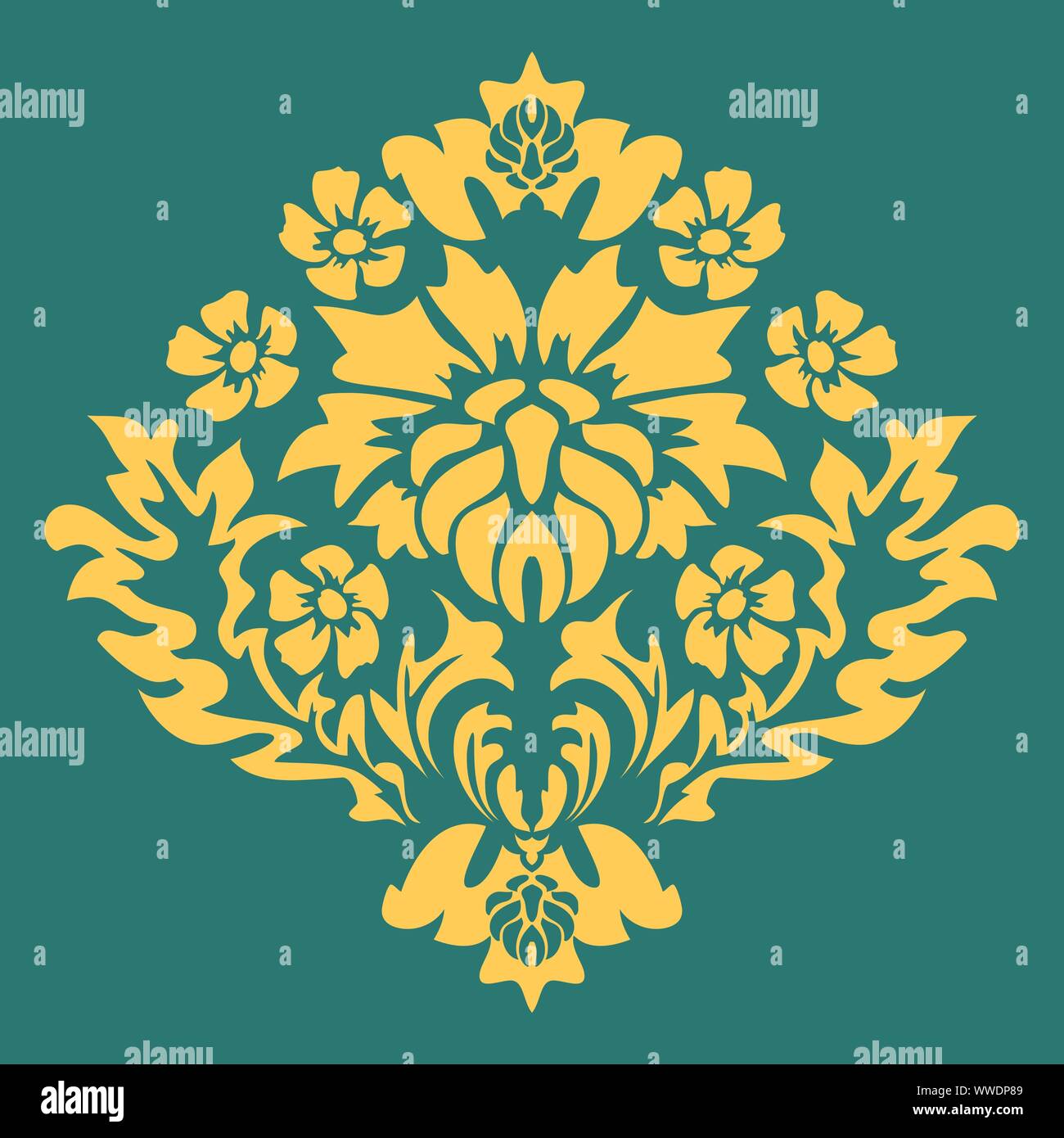 Element damask pattern in line art style. Wallpaper baroque. Vector ...