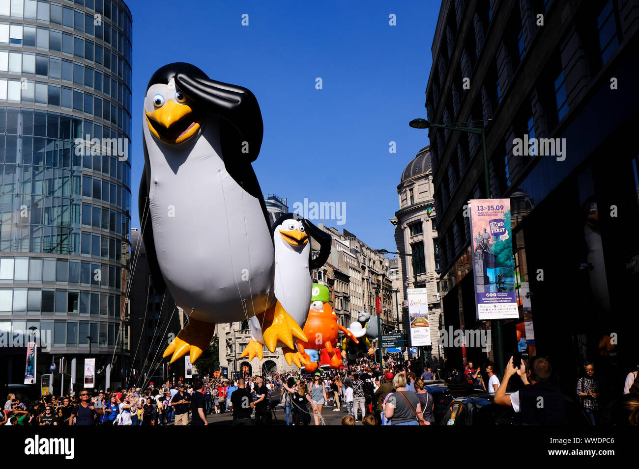 Brussels, Belgium. 15th Sep, 2019. Giant balloons of characters from