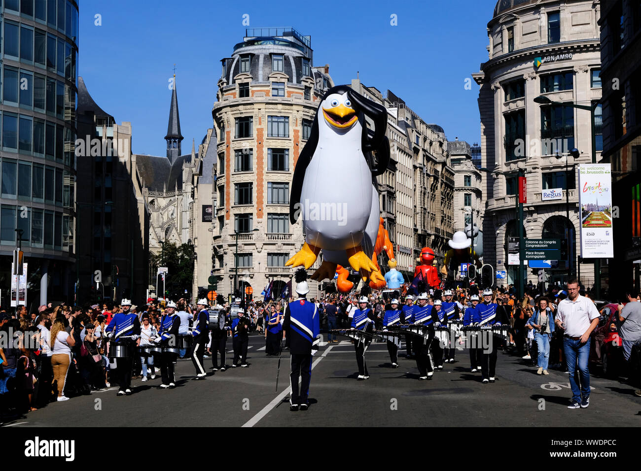 Brussels, Belgium. 15th Sep, 2019. Giant balloons of characters from
