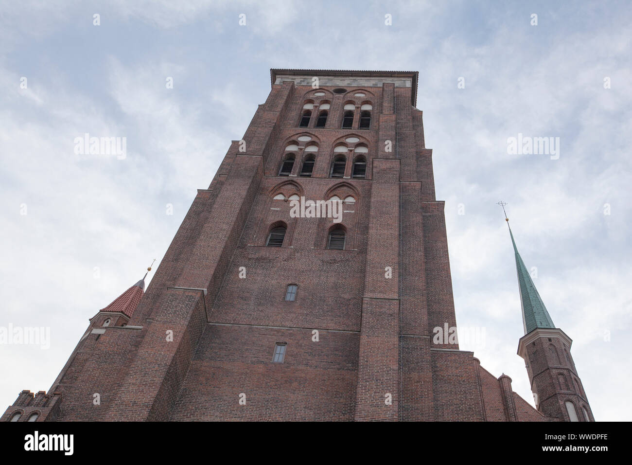 St. Mary's Church (Polish: Bazylika Mariacka) or formally the Basilica of the Assumption of the Blessed Virgin Mary Stock Photo