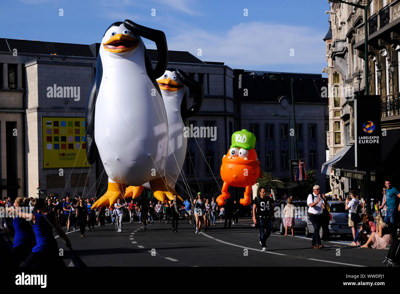 Brussels, Belgium. 15th Sep, 2019. Giant balloons of characters from