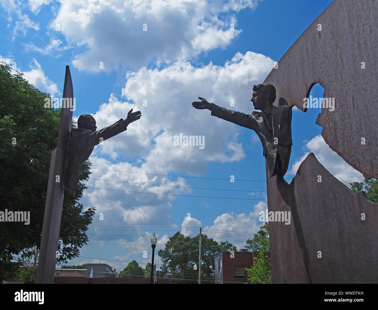 Robert F. Kennedy and Dr. Martin Luther King, Jr. Landmark for Peace Memorial, Indianapolis, Indiana, USA, July 26, 2019, © Katharine Andriotis Stock Photo