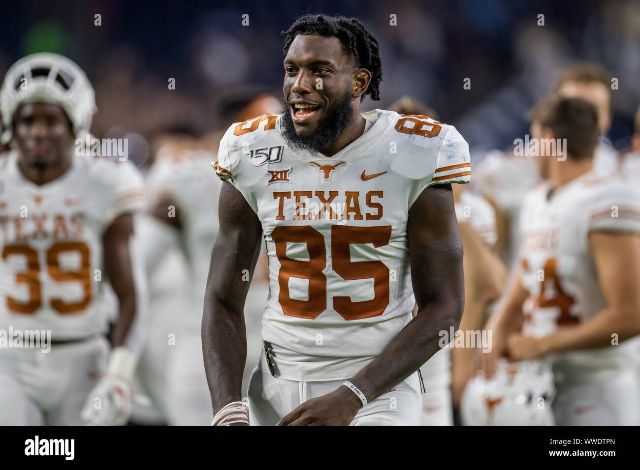 Houston, TX, USA. 14th Sep, 2019. Texas Longhorns wide receiver Malcolm Epps (85) after an NCAA football game between the Texas Longhorns and the Rice Owls at NRG Stadium in Houston, TX. Texas won the game 48 to 13.Trask Smith/CSM/Alamy Live News Stock Photo