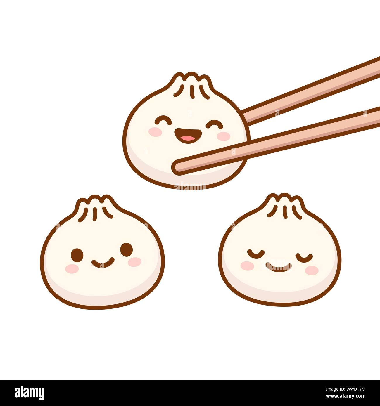 Cute cartoon Dim sum doodle drawing. Traditional Chinese dumplings with  funny smiling faces. Kawaii asian food vector illustration Stock Vector  Image & Art - Alamy