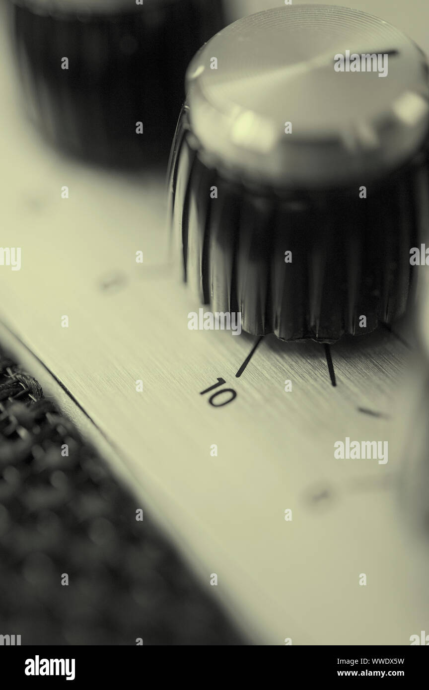 Close up of the volume control on a guitar amplifier Stock Photo Alamy