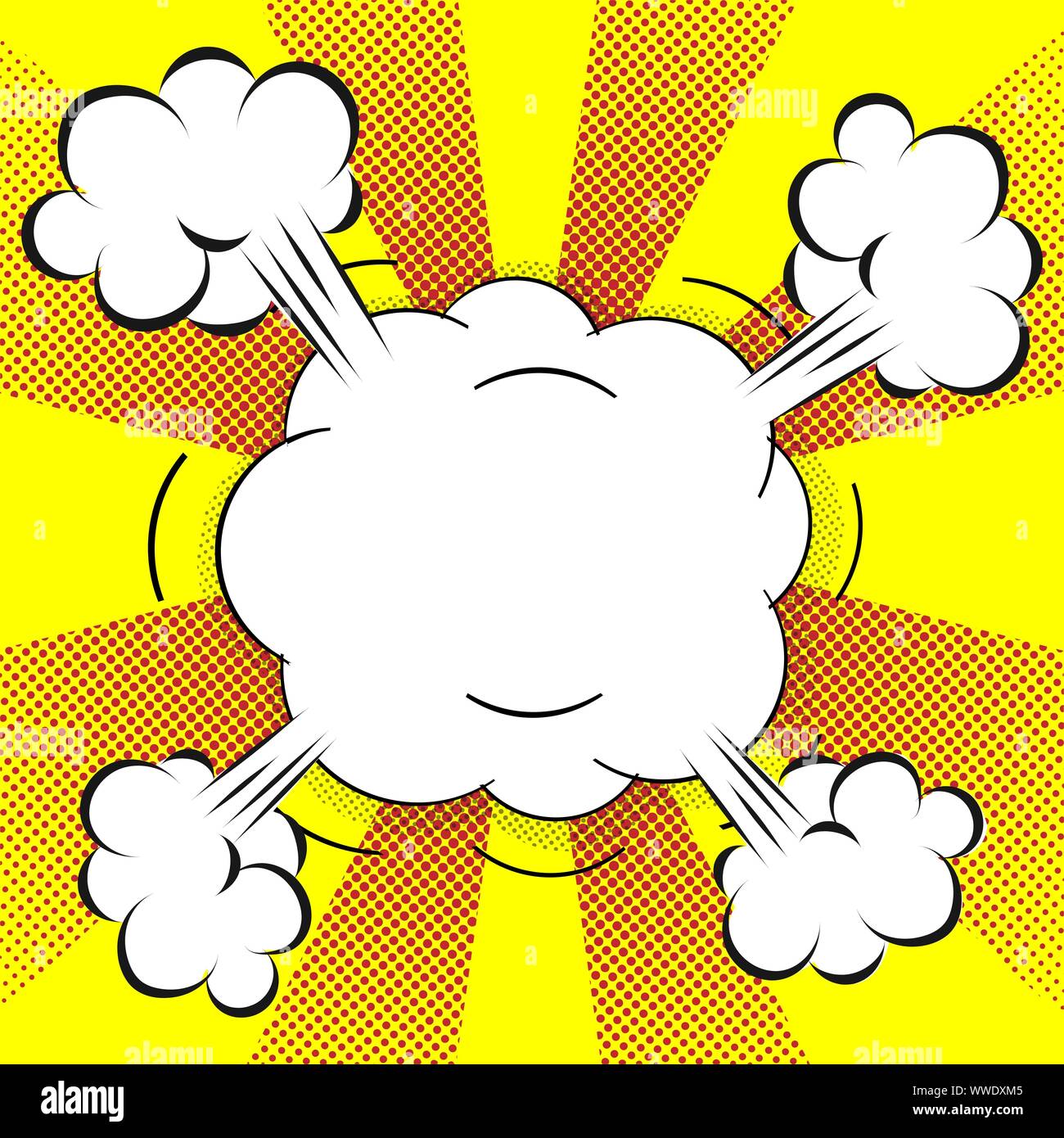 Vector comic speech bubble on dots background with sun rays Stock ...