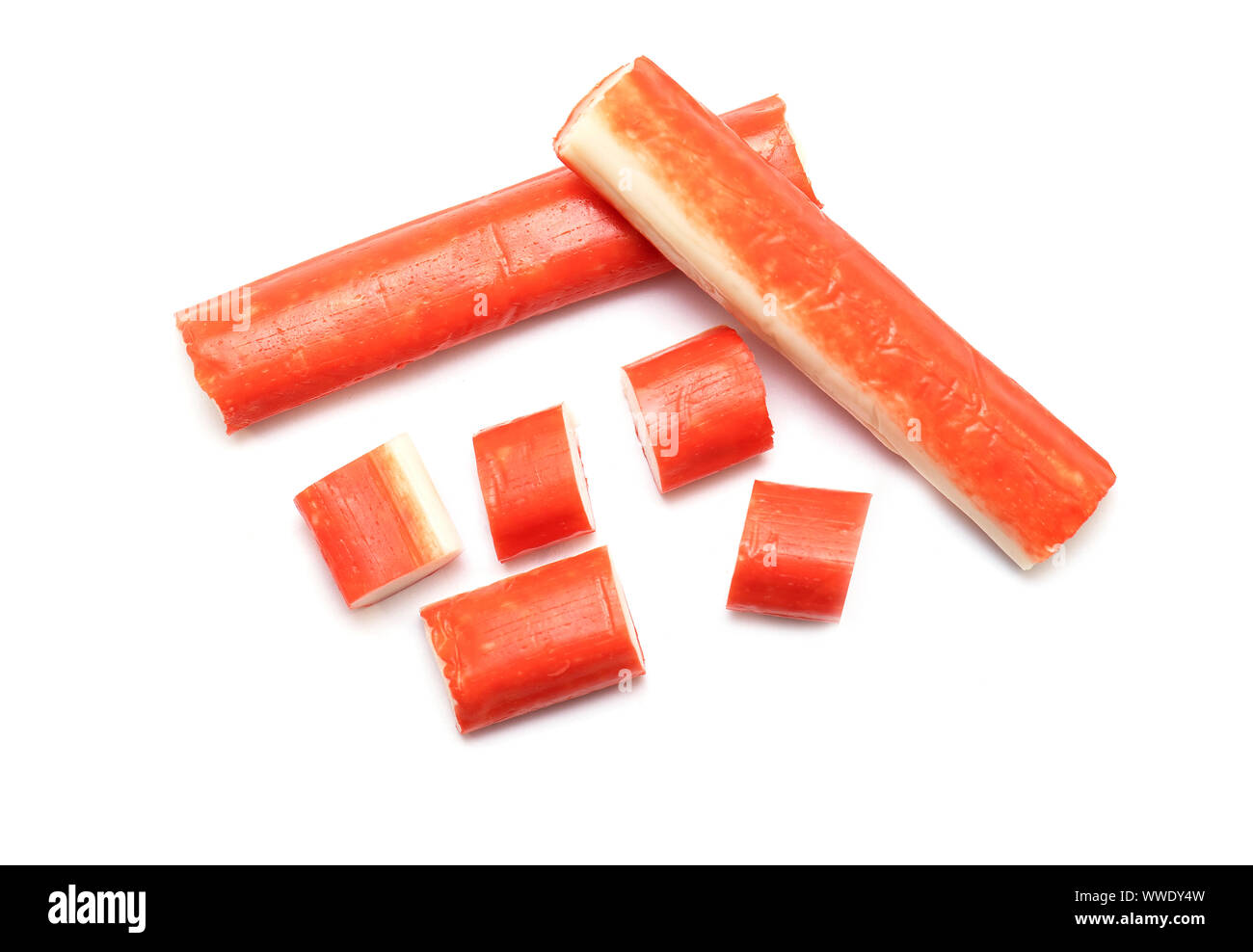 Crab Sticks, Crab Meat isolated on white Background Stock Photo Alamy