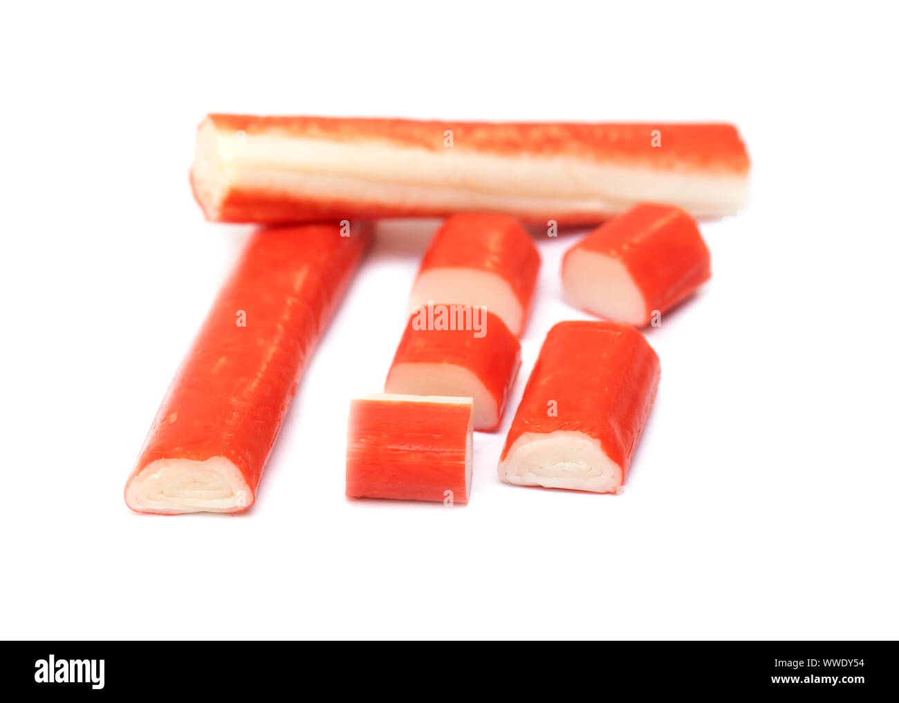 Crab Sticks, Crab Meat isolated on white Background Stock Photo Alamy