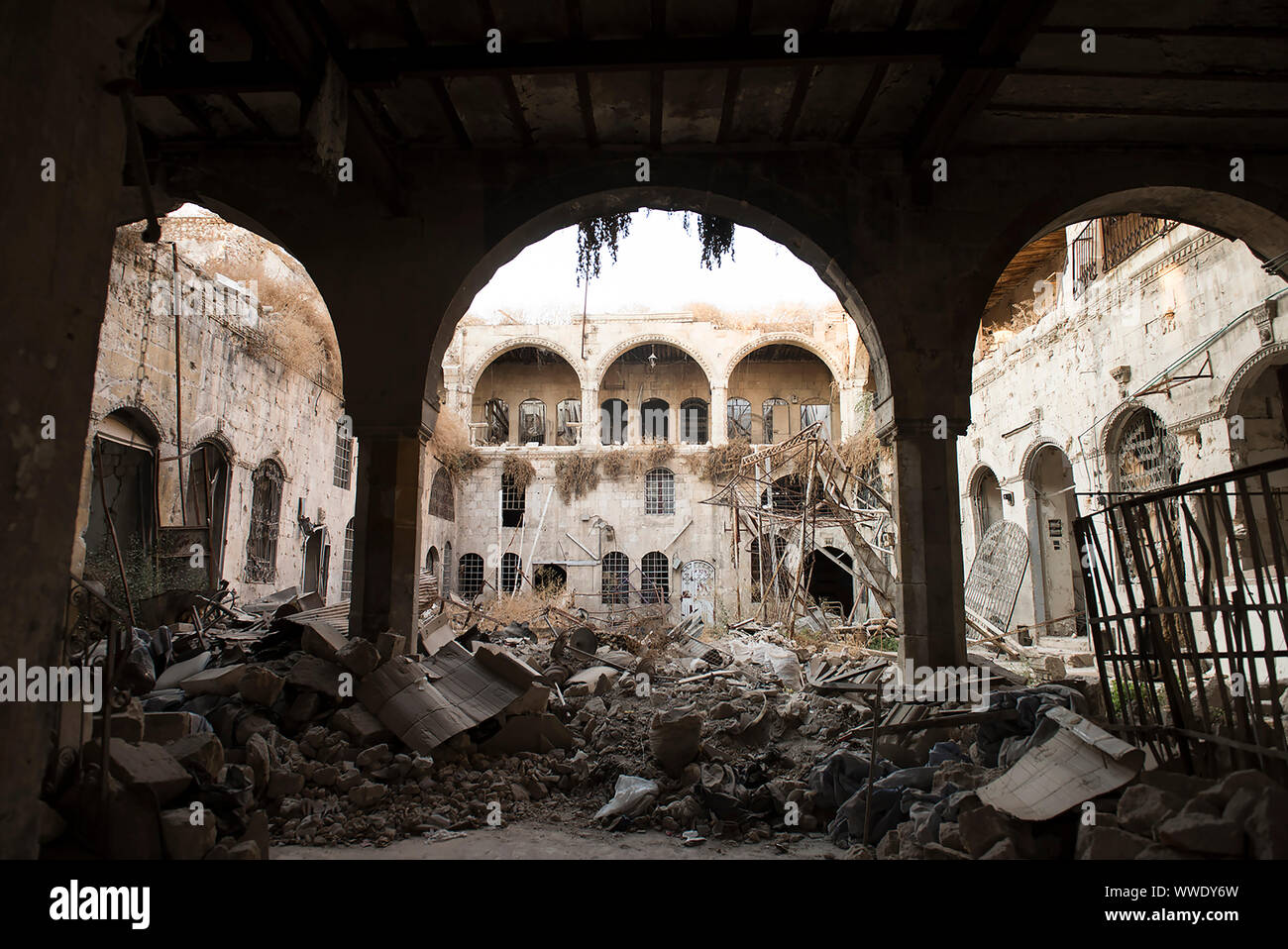 This photo show what remains from the old city of Aleppo-Syria Stock Photo