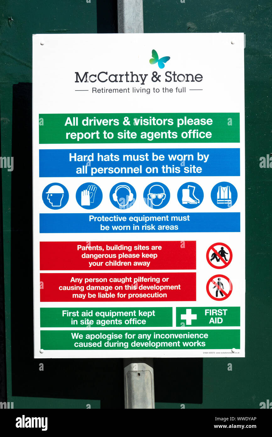 Building site safety information sign Stock Photo Alamy