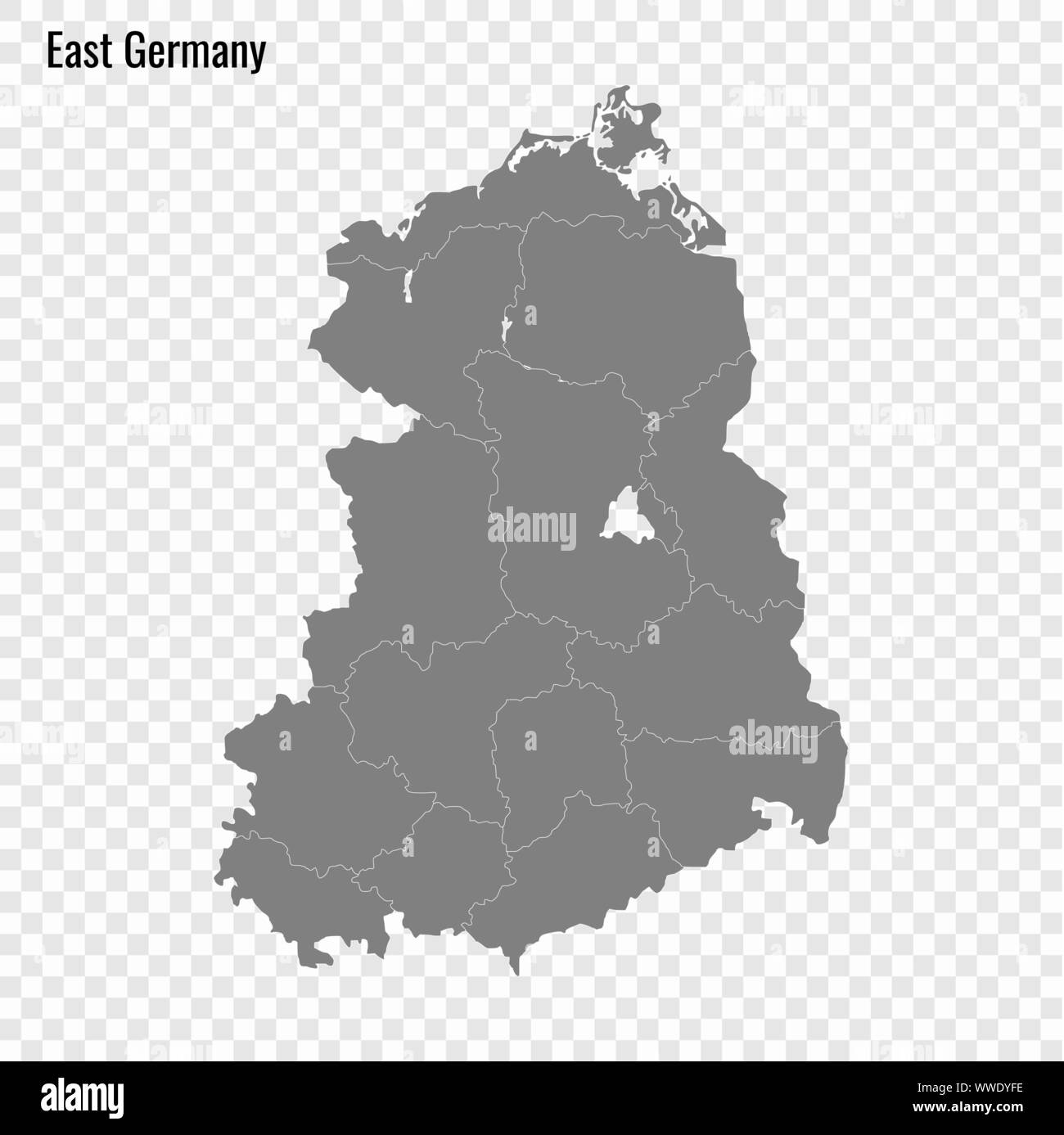 High quality map of East Germany with borders of the regions Stock Vector Image & Art Alamy