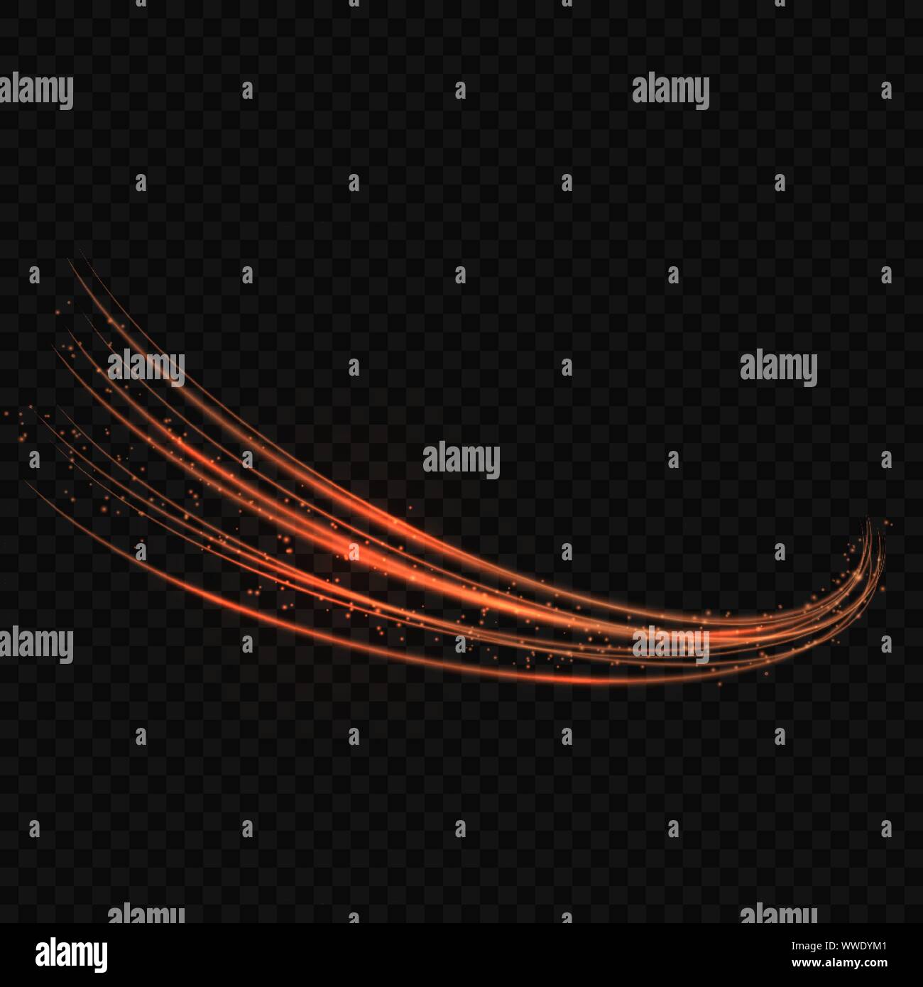 transparent light effect with curve trail and neon sparkles Stock ...