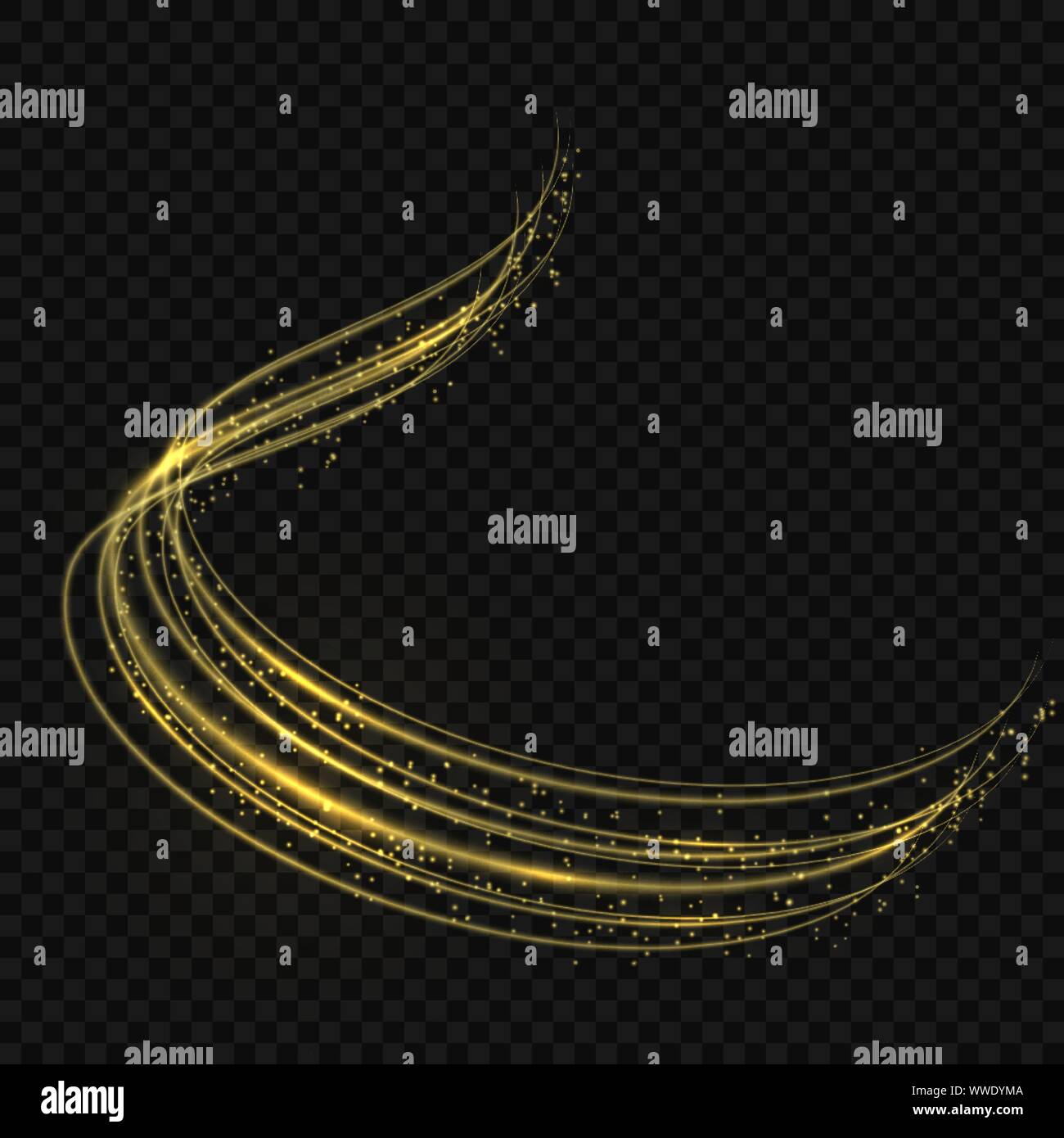 transparent light effect with curve trail and neon sparkles Stock ...