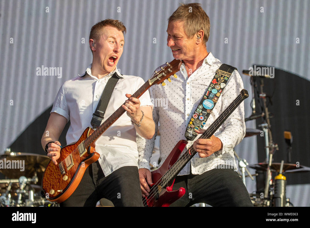 London, UK. 15 Sep 2019.(L) Richie Malone & John Edwards of the rock band  Status Quo Performing at Radio 2 Live in Hyde park Jason Richardson/Alamy  Live News Stock Photo - Alamy