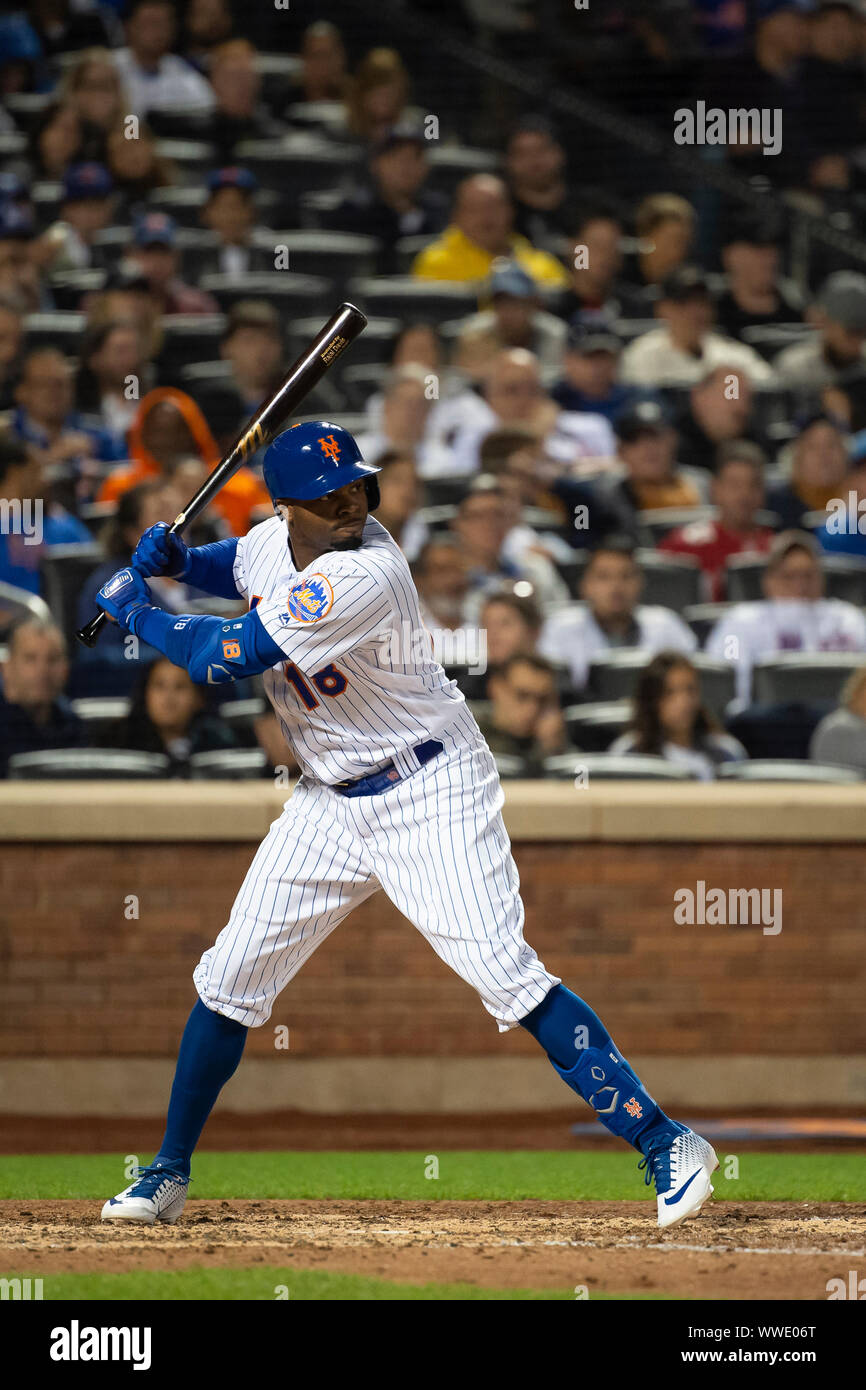September 13, 2019: New York Mets center fielder Rajai Davis (18) is up to bat during the game between The New York Mets and The Los Angeles Dodgers at Citi Field in Queens, New York. Mandatory credit: Kostas Lymperopoulos/CSM Stock Photo