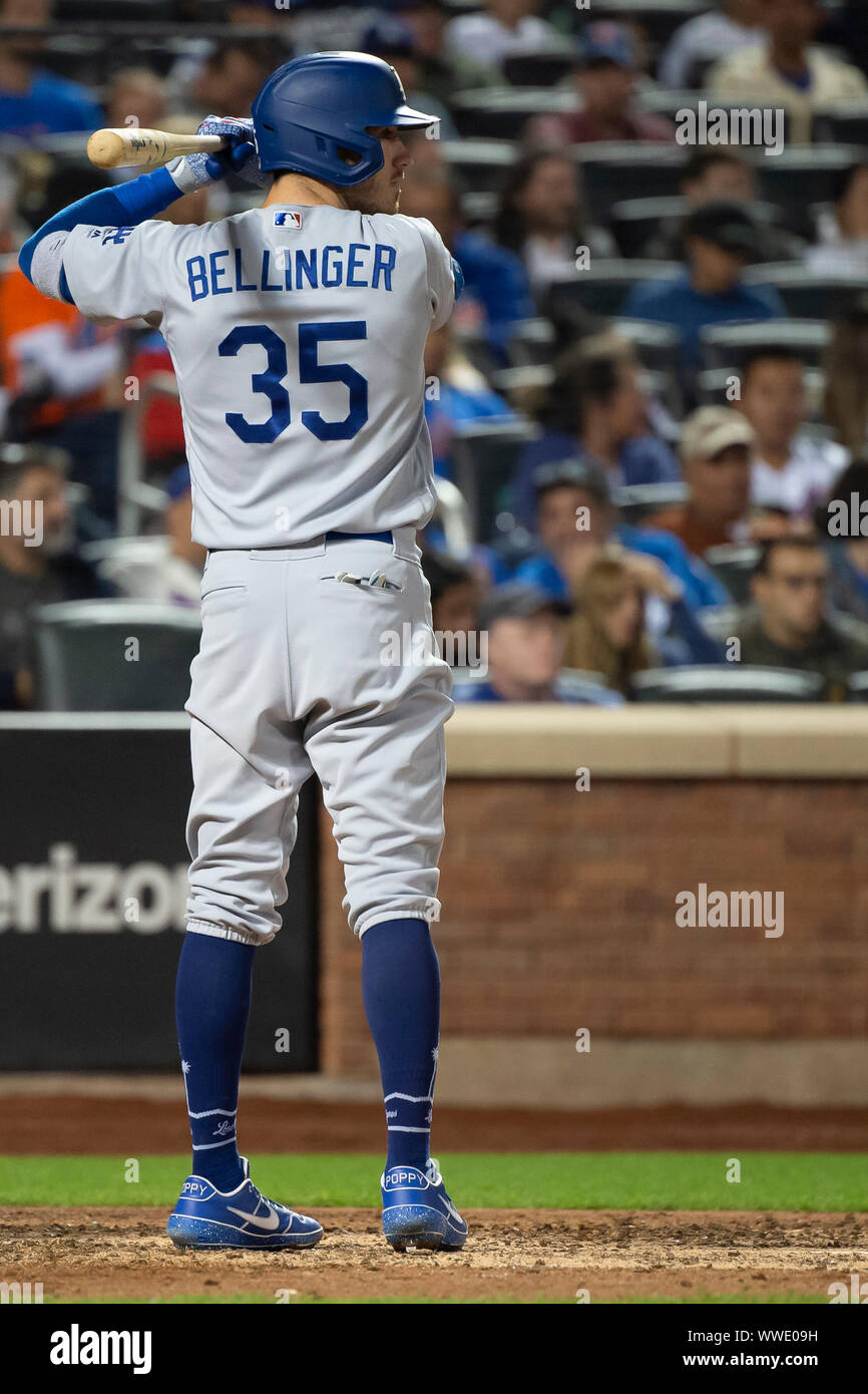 Queens, New York, USA. 13th Sep, 2019. Los Angeles Dodgers right fielder Cody Bellinger (35) is up to bat during the game between The New York Mets and The Los Angeles Dodgers at Citi Field in Queens, New York. Mandatory credit: Kostas Lymperopoulos/CSM/Alamy Live News Stock Photo