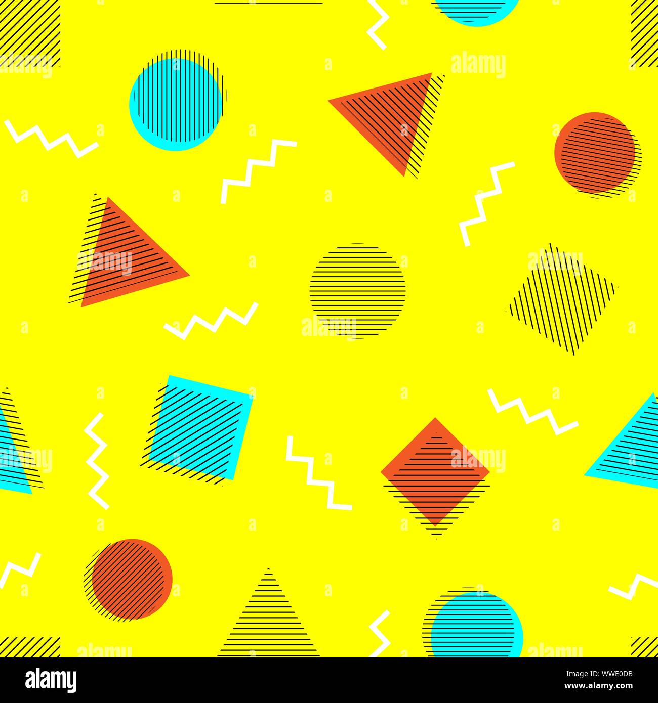 Abstract memphis style seamless pattern. Vector hipster background with ...