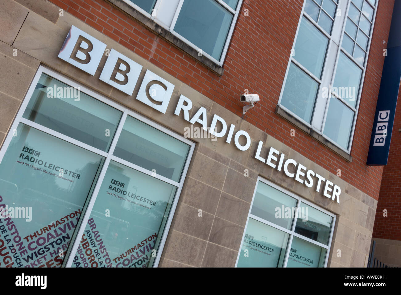 Sign on wall of BBC Radio Leicester's Office Building in Leicester, England, UK Stock Photo