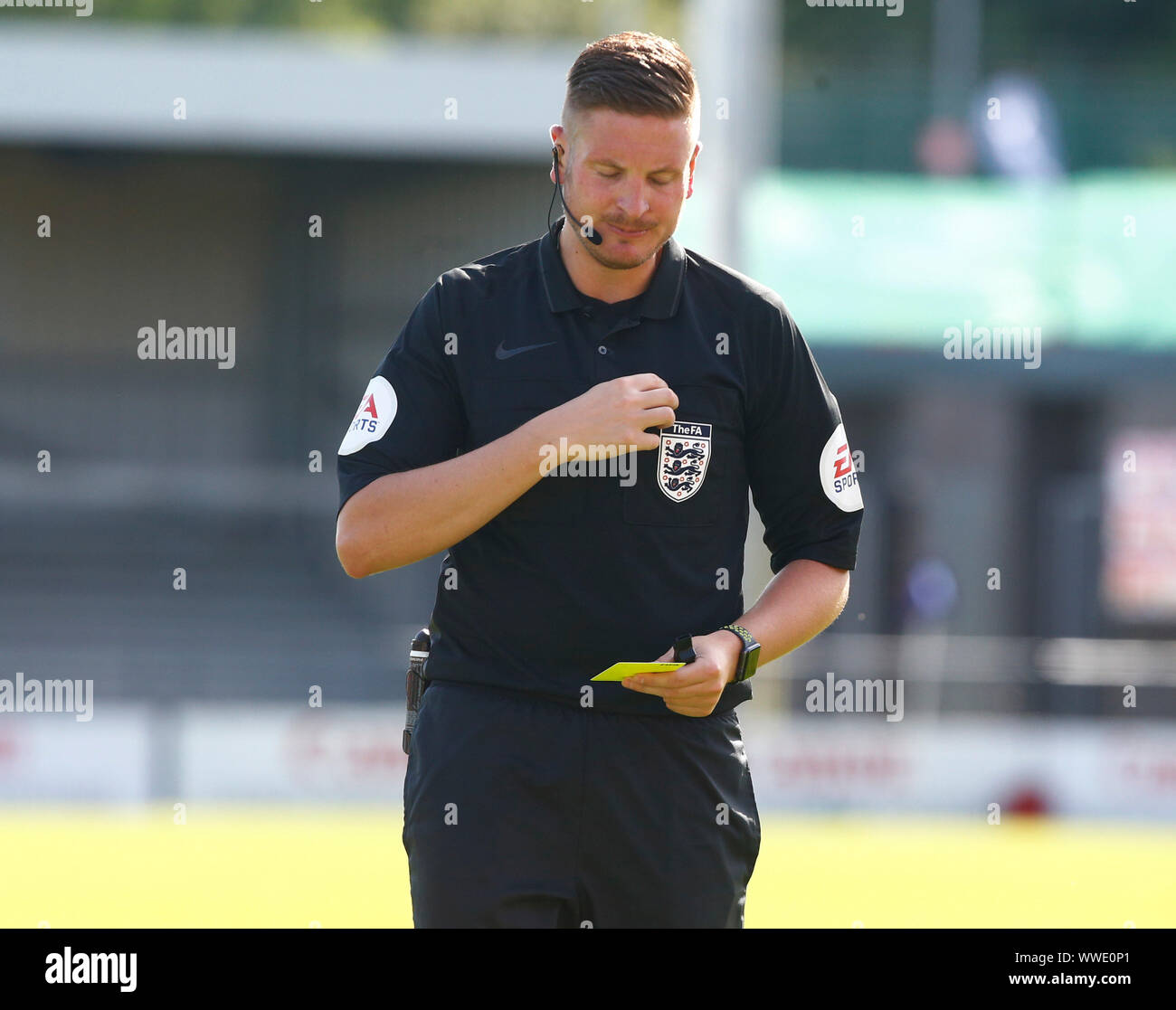 London, Inited Kingdom. 15th Sep, 2019. LONDON, UNITED KINGDOM SEPTEMBER 15. Referee Ryan Atkin during Barclays FA Women's Spur League between Tottenham Hotspur and Liverpool at The Hive Stadium, London, UK on 15 September 2019 Credit: Action Foto Sport/Alamy Live News Stock Photo