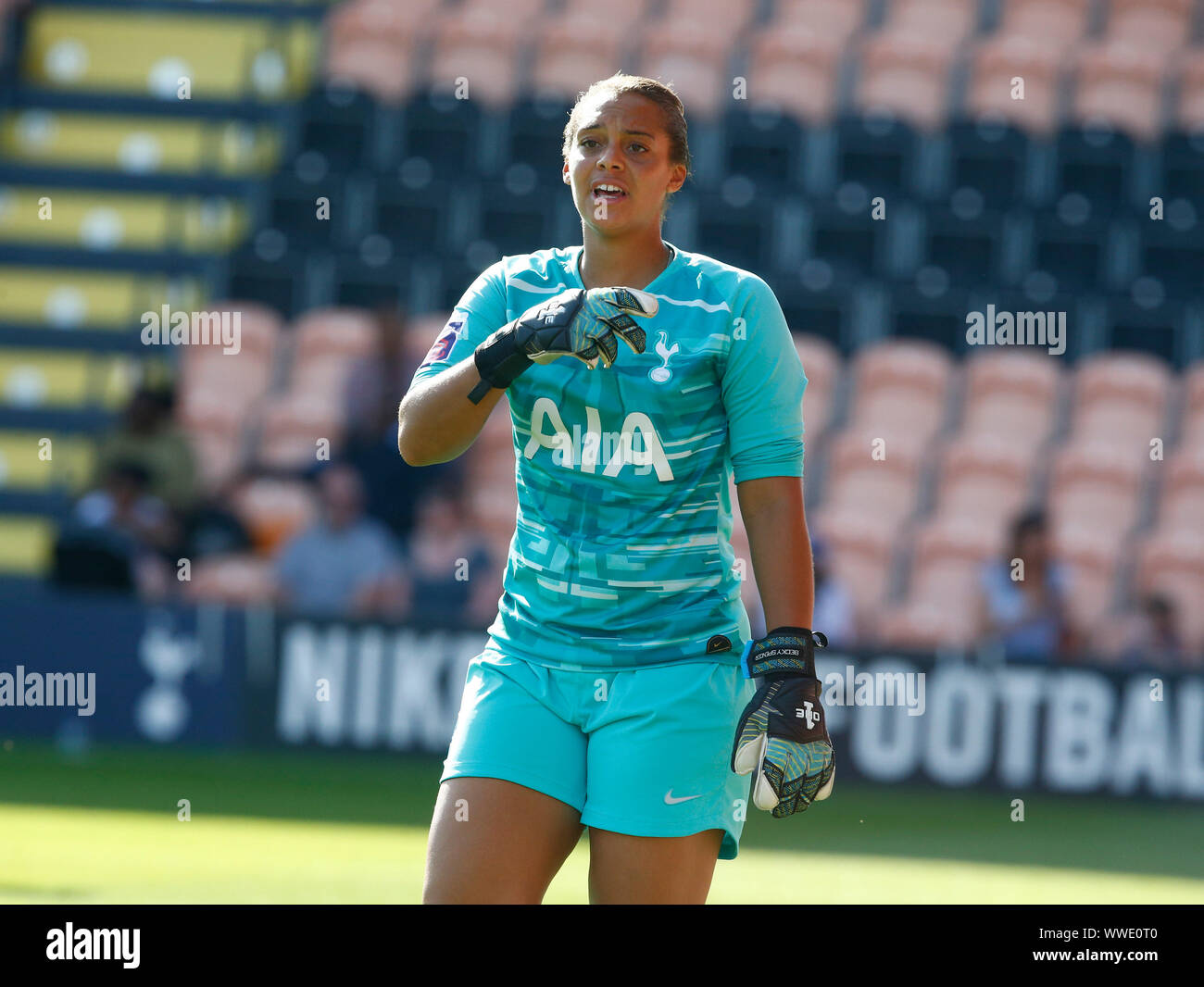 London, Inited Kingdom. 15th Sep, 2019. LONDON, UNITED KINGDOM SEPTEMBER 15. Becky Spencer of Tottenham Hotspur Ladies during Barclays FA Women's Spur League between Tottenham Hotspur and Liverpool at The Hive Stadium, London, UK on 15 September 2019 Credit: Action Foto Sport/Alamy Live News Stock Photo