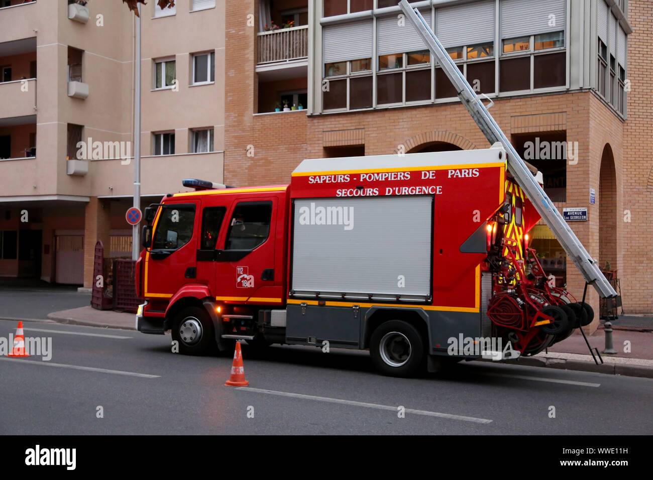 Paris France August 18 Fire Truck During An Emergency Intervention In The City Stock Photo Alamy