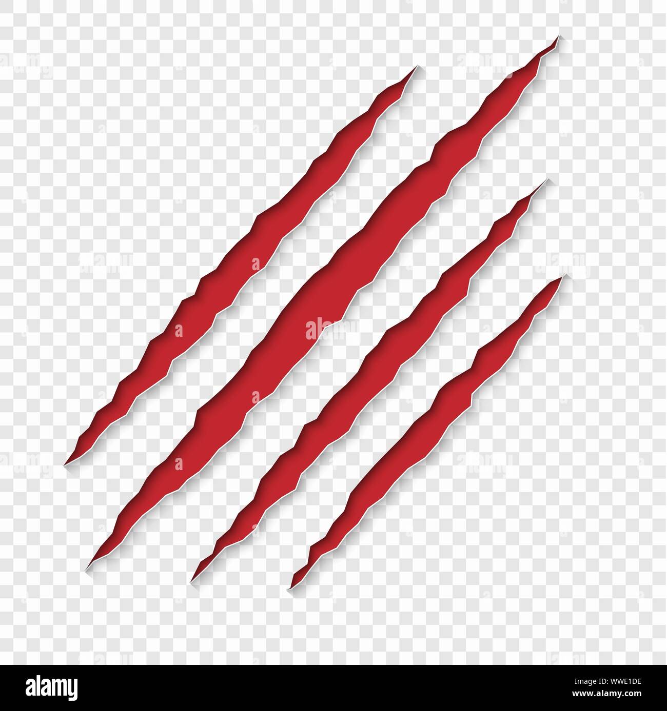 Claws scratches with shadows. vector isolated . Template for your design Stock Vector