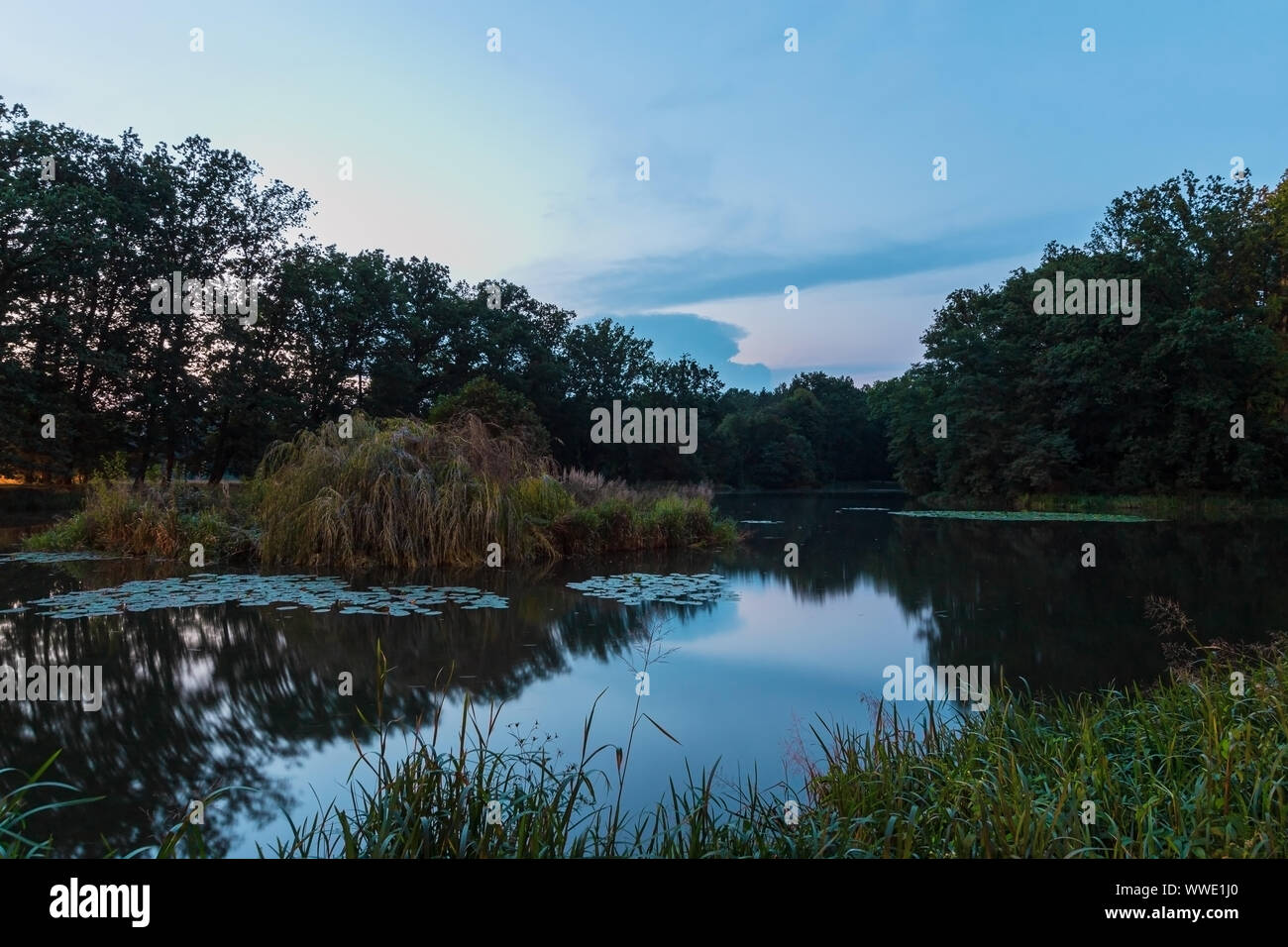 The lake in Poland in the evening. Stock Photo