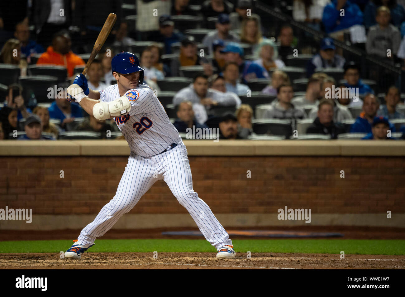 Queens, New York, USA. 13th Sep, 2019. New York Mets first baseman Pete  Alonso (20) takes a swing during the game between The New York Mets and The  Los Angeles Dodgers at