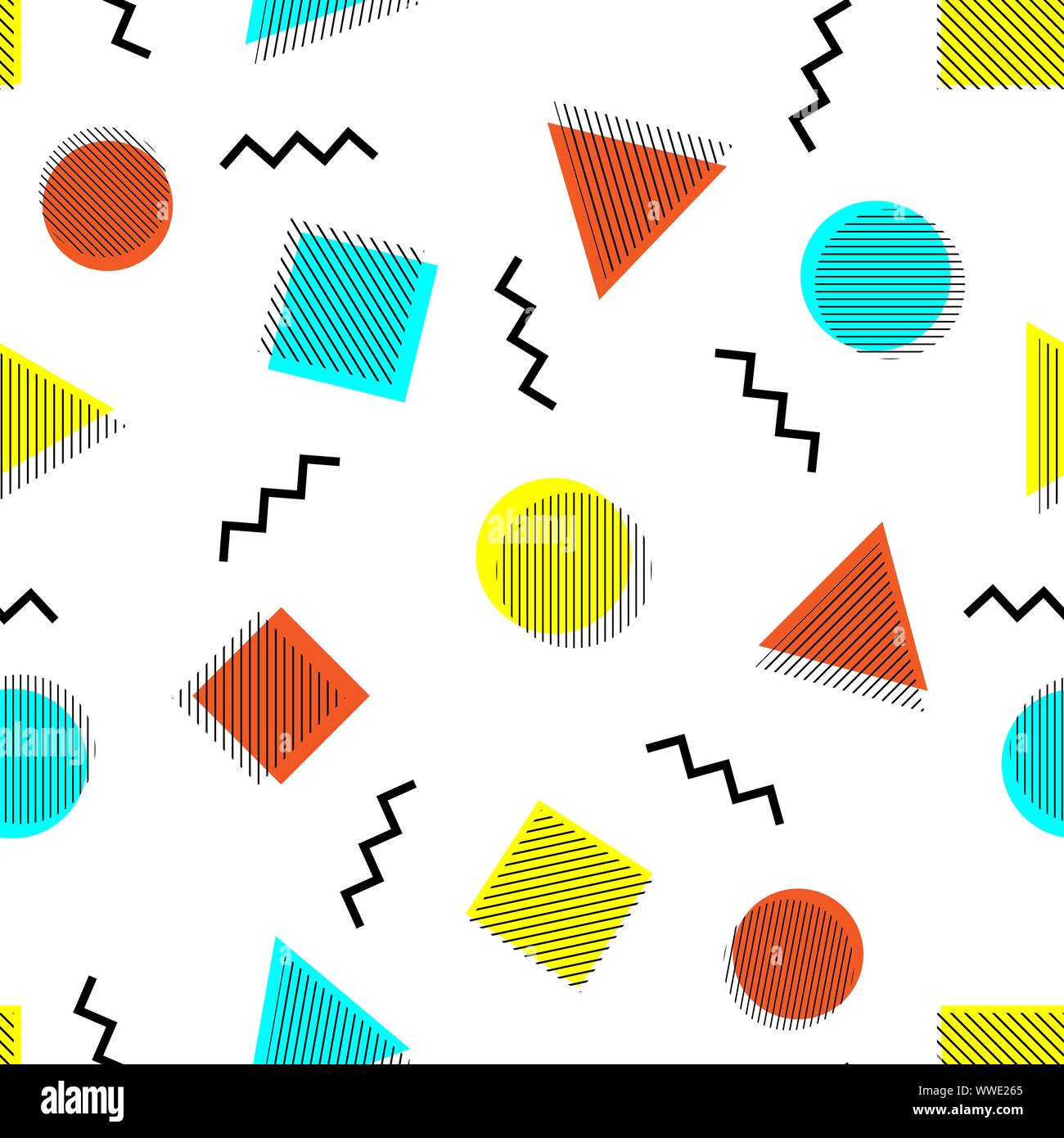 Abstract memphis style seamless pattern. Vector hipster background with ...