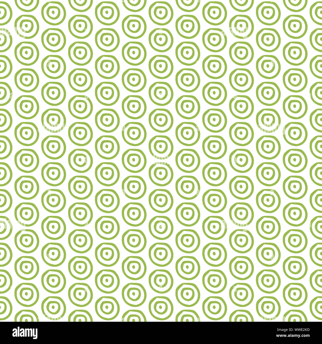 Light green concentric circles seamless pattern printed on white ...